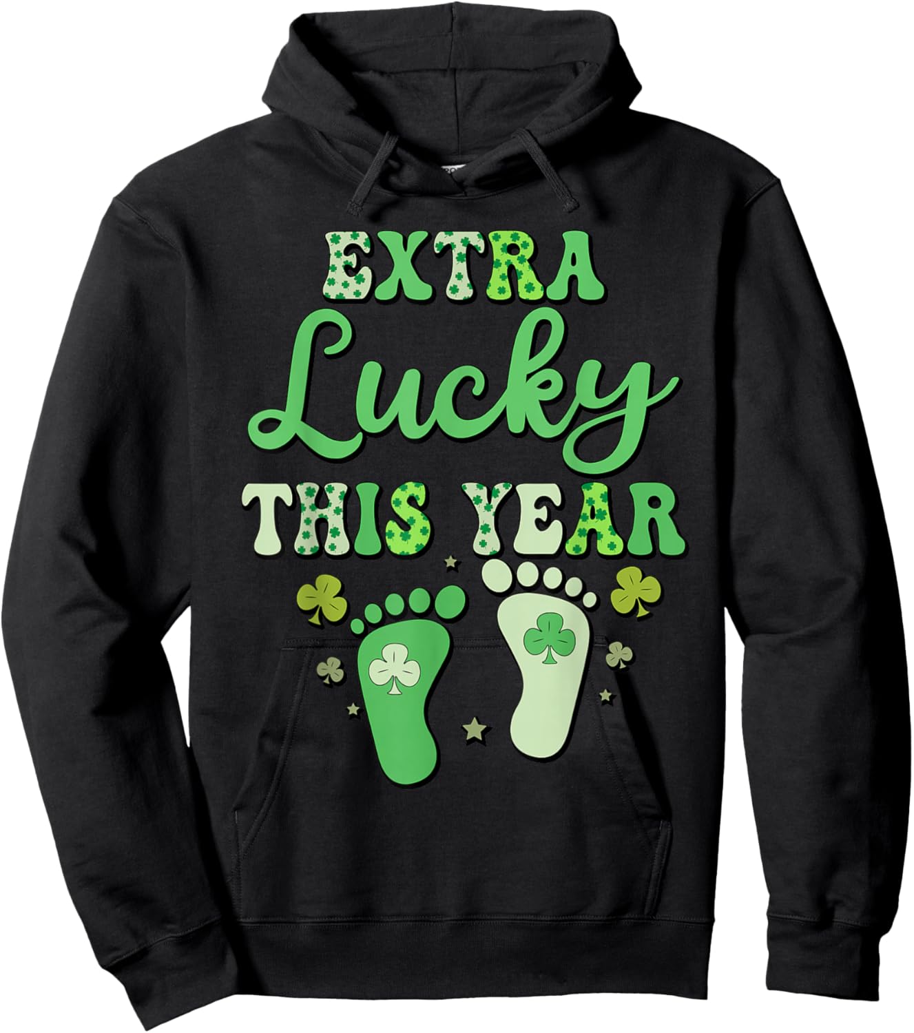 Extra lucky this year baby announcement Saint Patricks Day Hoodie - Hoodie | Black
