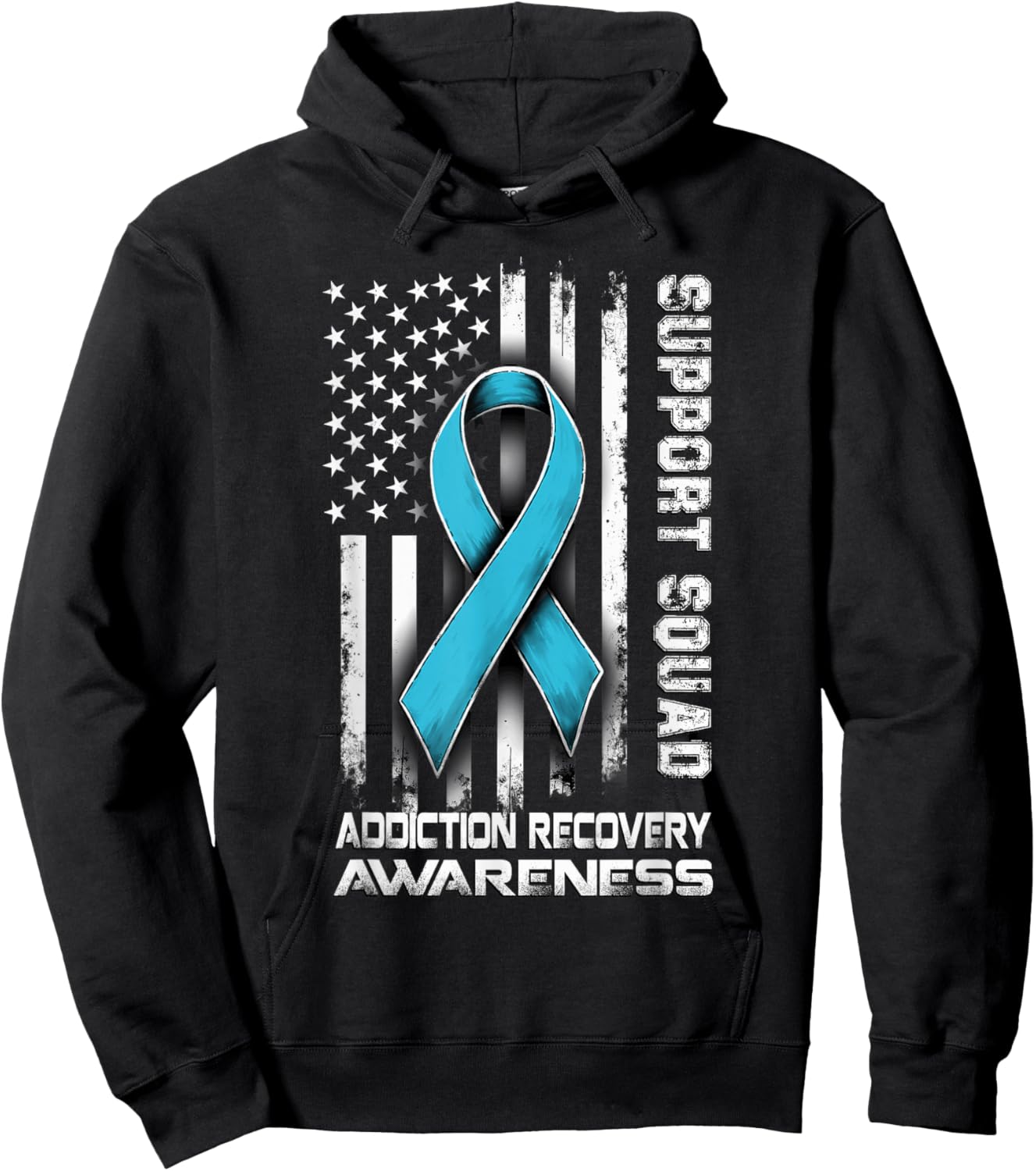 Retro Support Squad Addiction Recovery Awareness Hoodie - Hoodie | Black