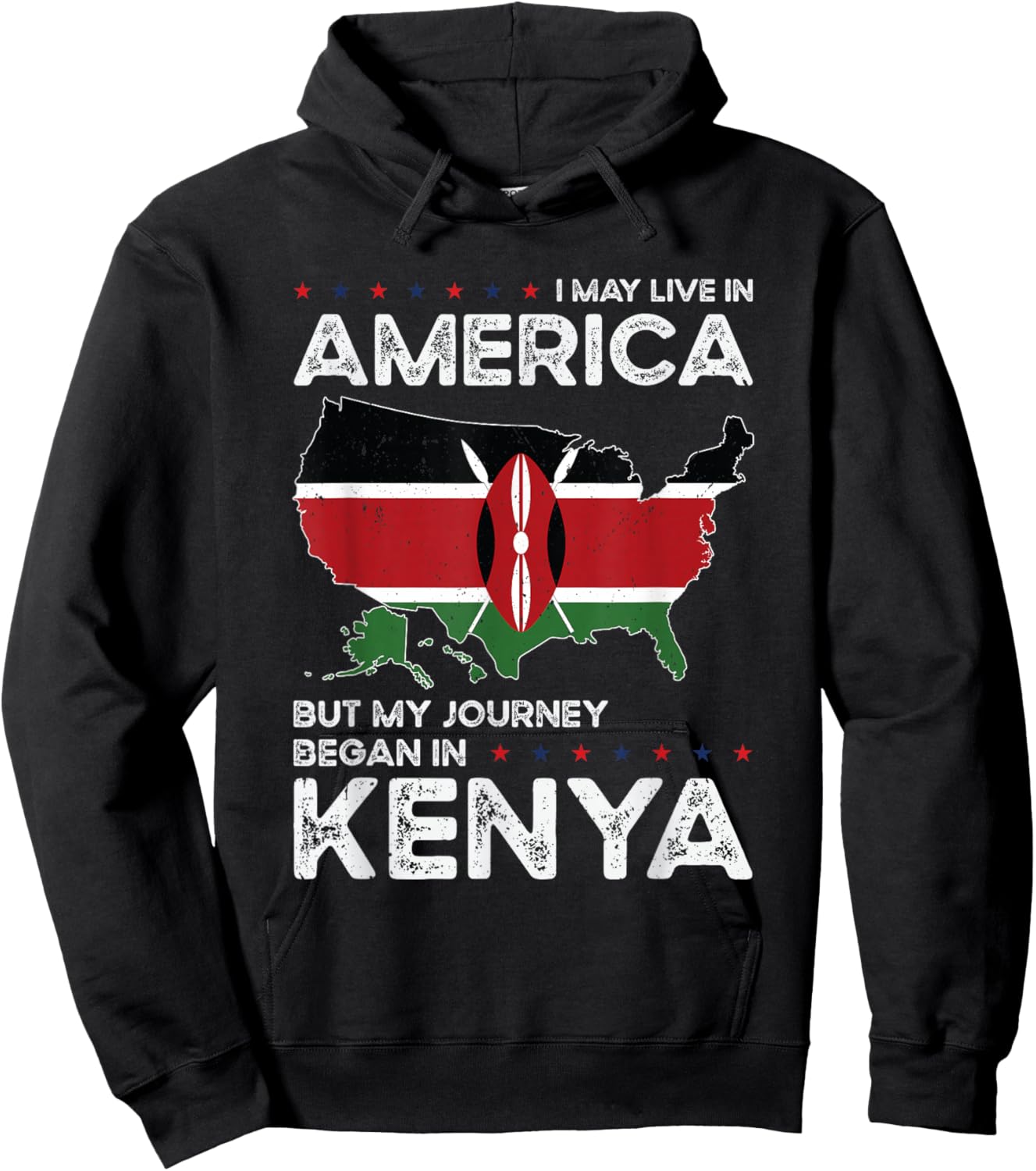 Kenyan American Patriot USA Grown Kenya US Flag Hoodie - Hoodie | Black