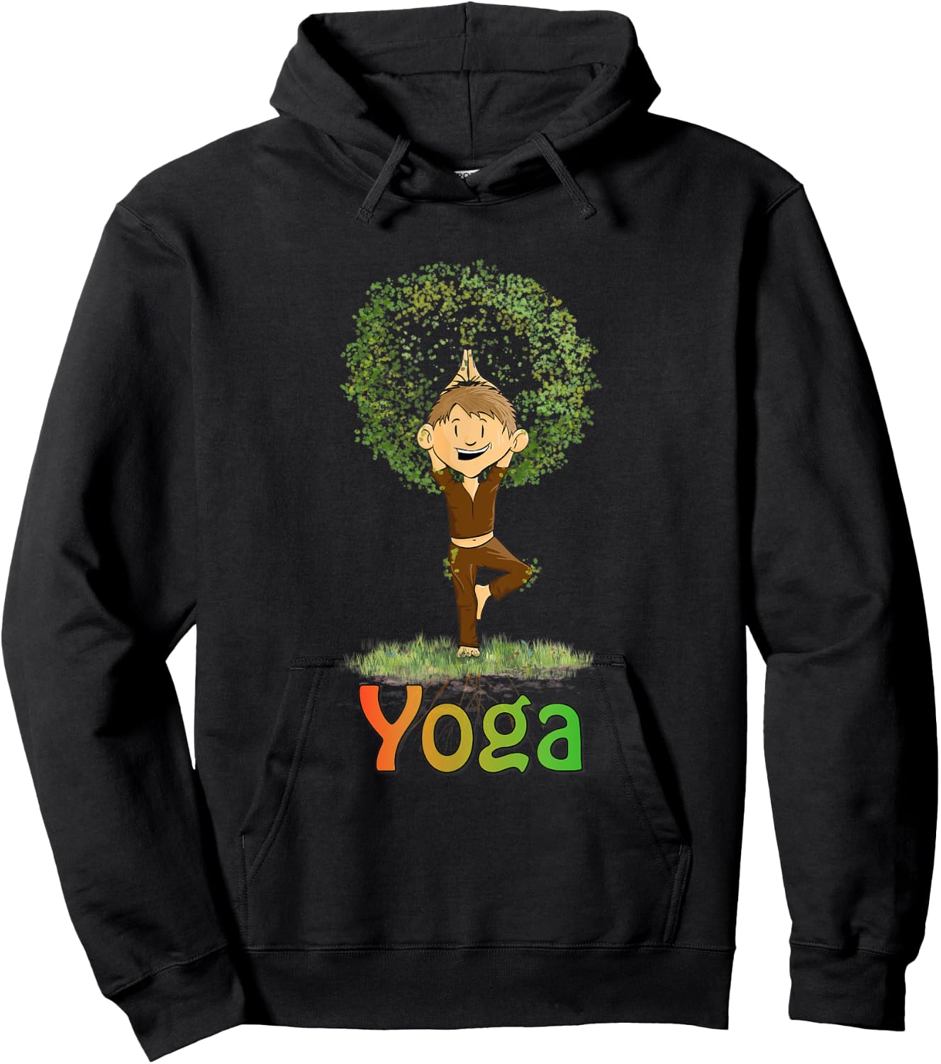 Kids Toddler Yoga Yogini The Tree Vrikshasana Hoodie - Hoodie | Black