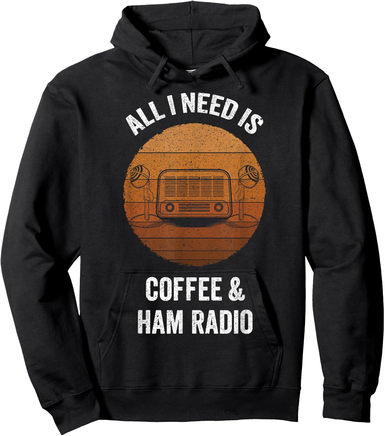 All I Need is Coffee & Ham Radio | Vintage Amateur Radio Hoodie - Hoodie | Black