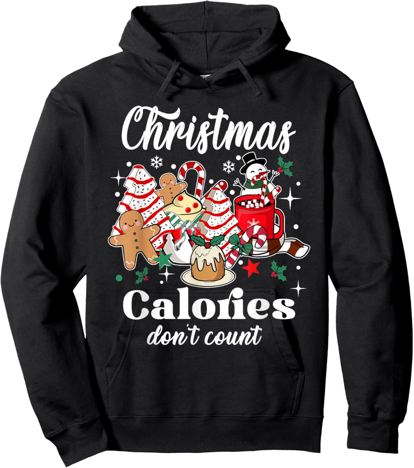 Christmas Calories Don't Count, Retro Christmas Coffee Hoodie - Hoodie | Black