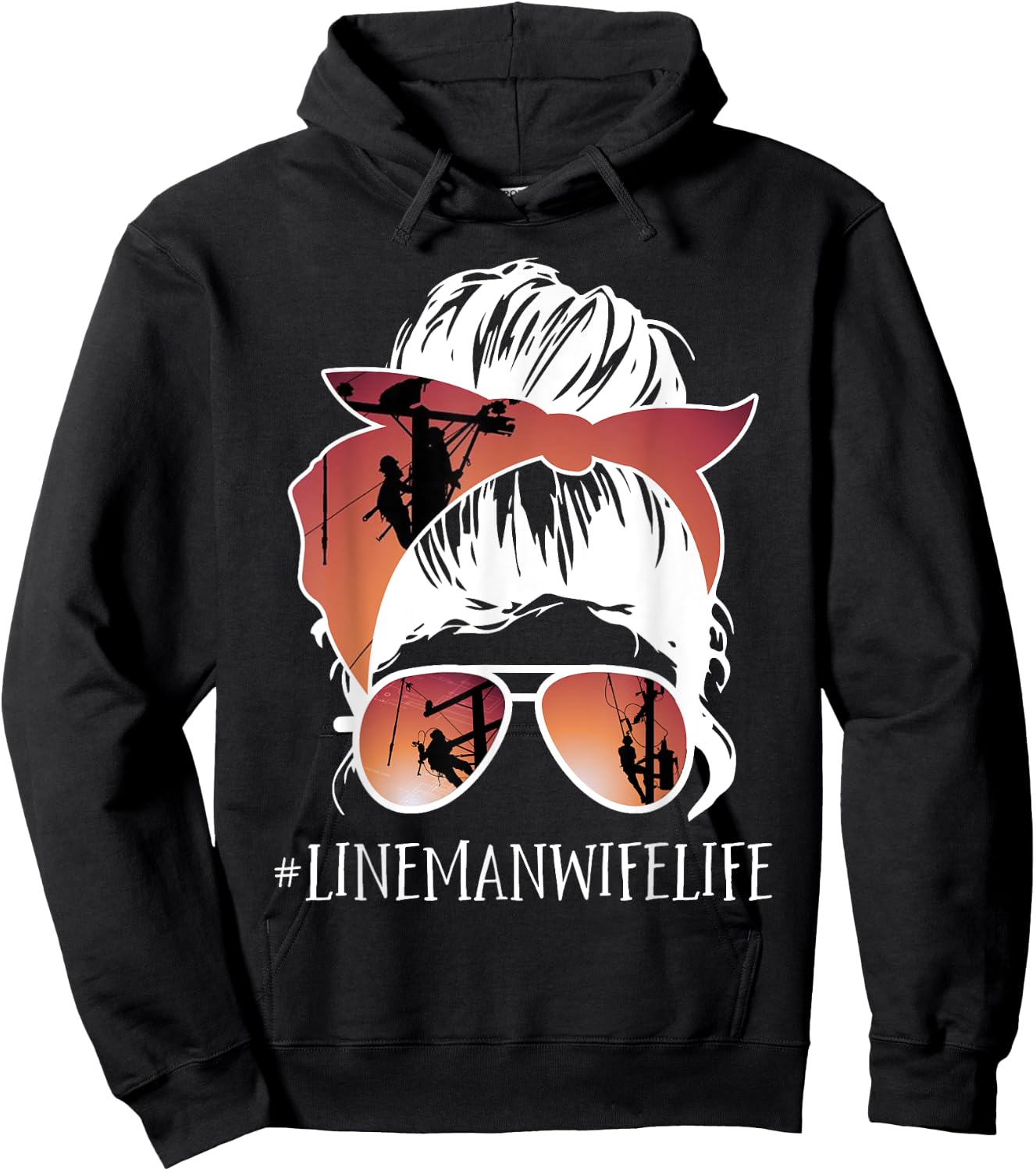 Lineman - Linewife life Cute Lineman wife gift birthday 95 Hoodie - Hoodie | Black