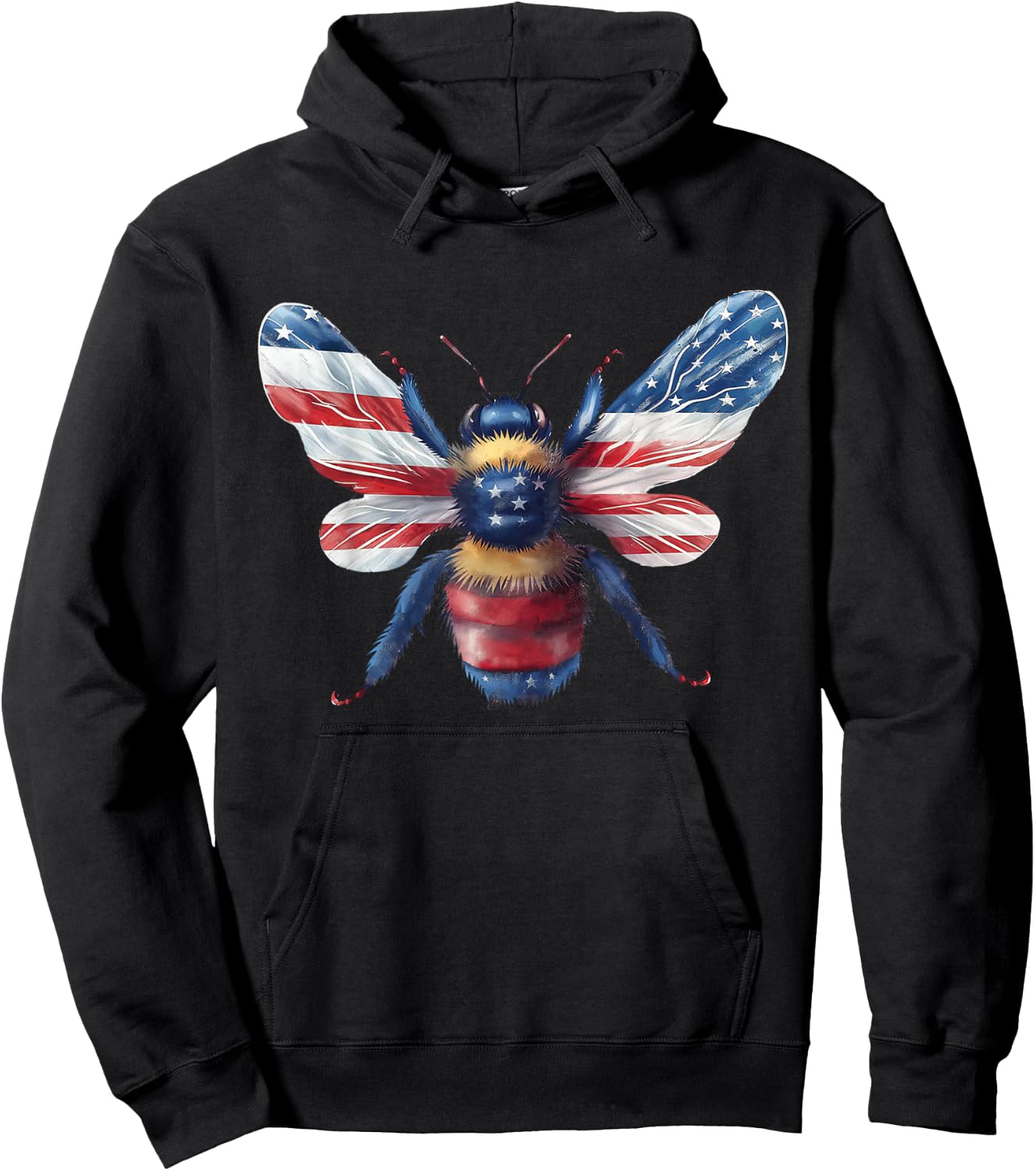 Red White and Blue Bee T Shirt Hoodie - Hoodie | Black
