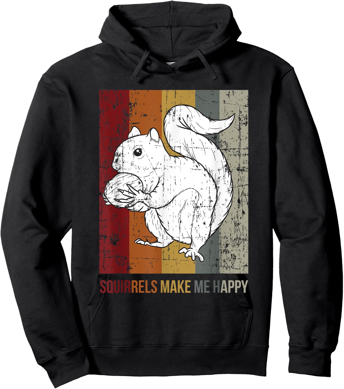 Squirrels Make Me Happy Funny Animal Lover Vintage Gift Hoodie - Hoodie | Black