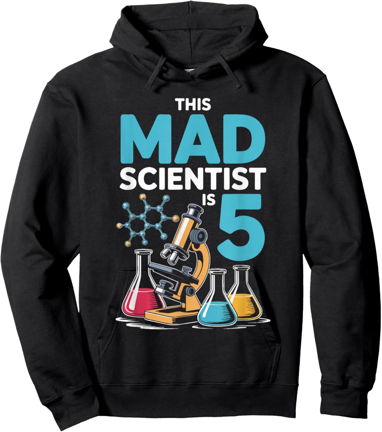 This Mad Scientist is 5 Birthday Science Fun Hoodie - Hoodie | Black