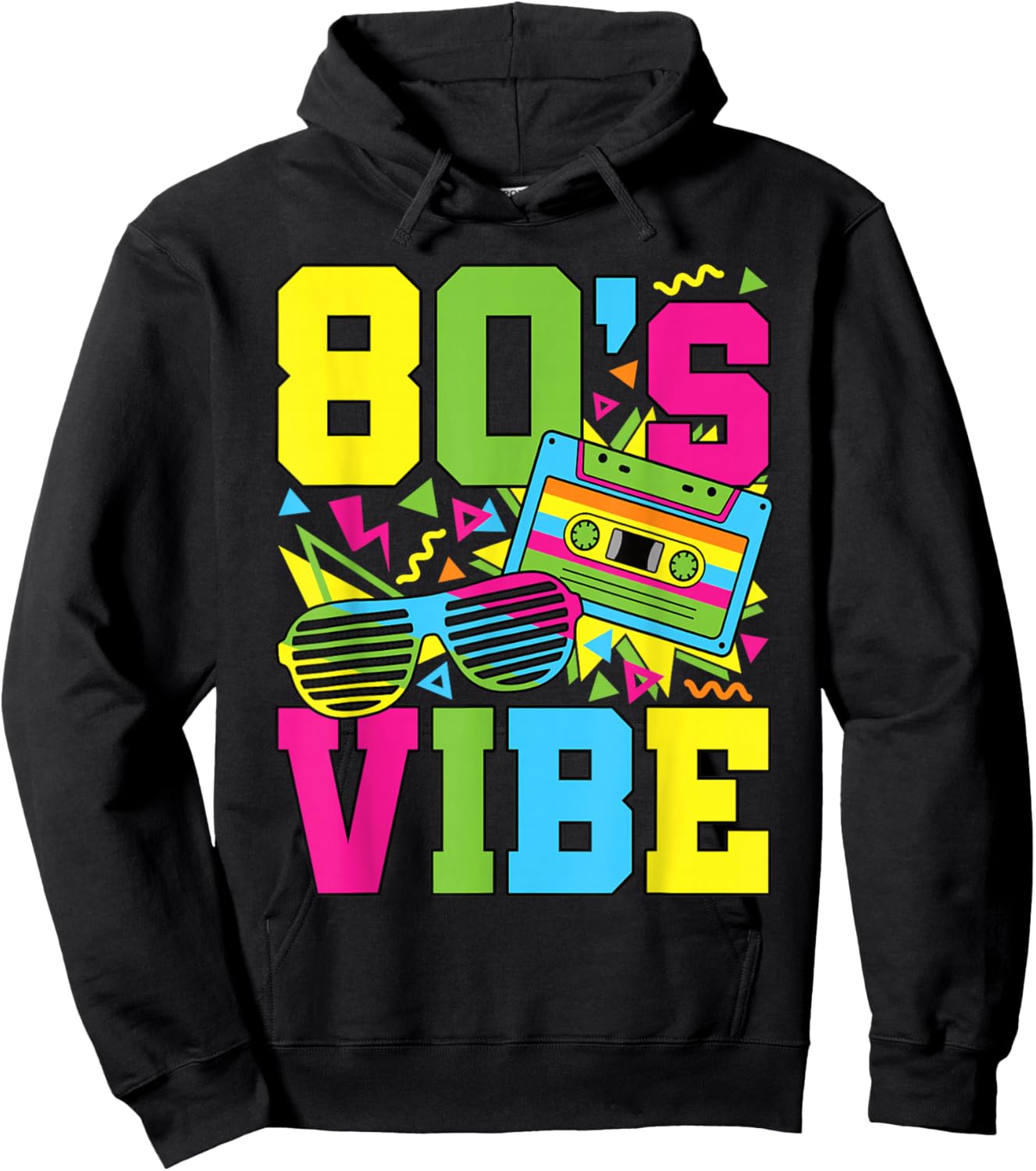 80's Vibe Retro 1980s 80s Style Party Outfit Men Women Kids Hoodie - Hoodie | Black