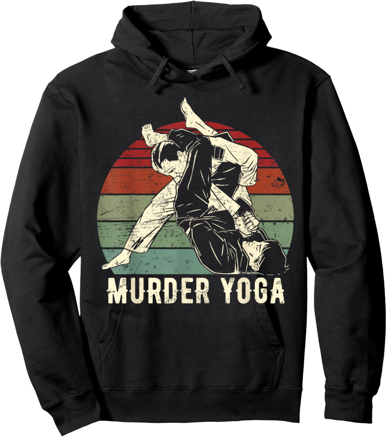 Funny Brazilian Jiu Jitsu BJJ Murder Yoga Retro Outfit Hoodie - Hoodie | Black