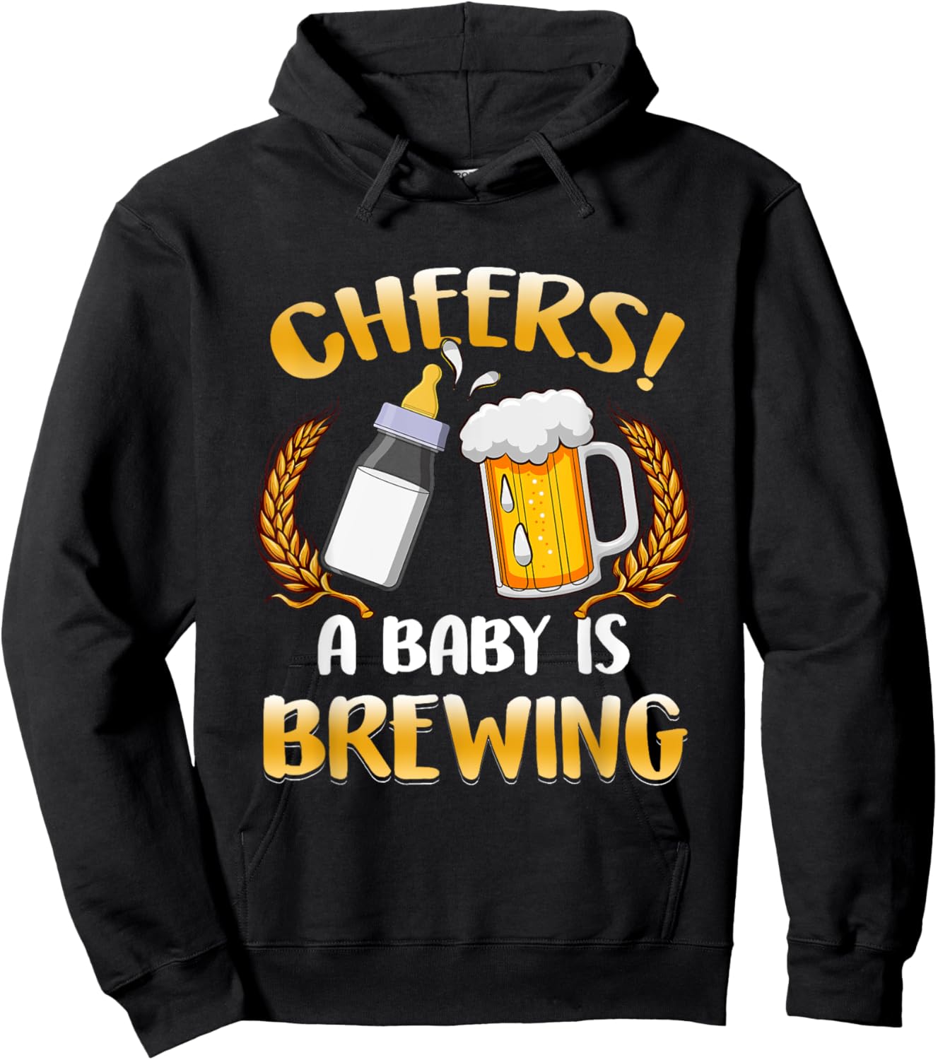 Cheers A Baby Is Brewing Beer Milk Party Drinking Brewer Hoodie - Hoodie | Black