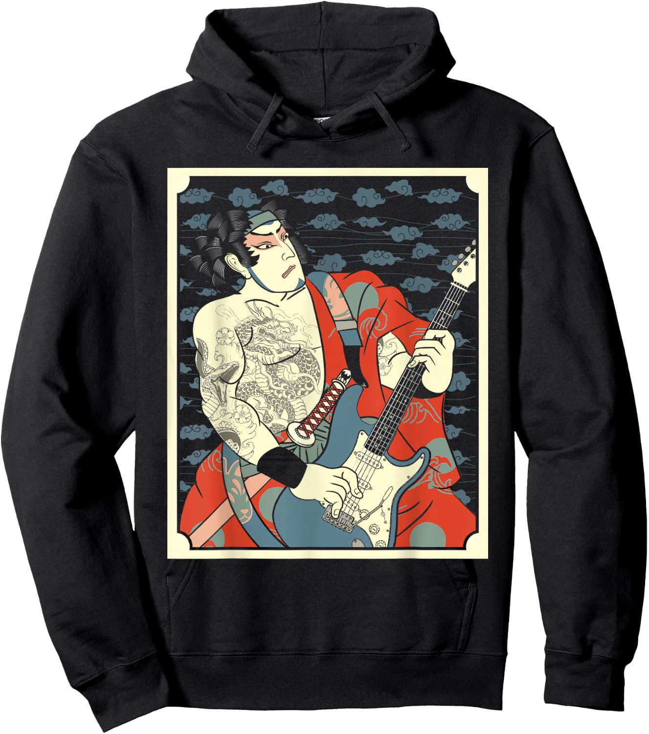 Samurai Musician Bass Guitar Warrior Guitarist Music Lovers Hoodie - Hoodie | Black
