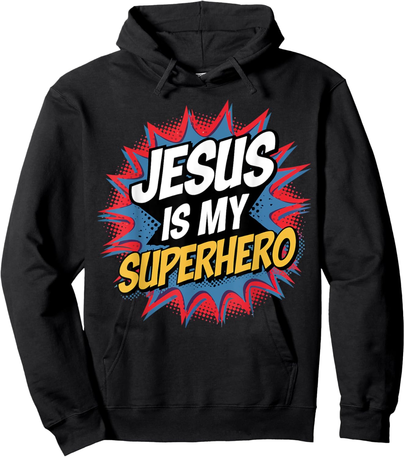 Boy Jesus Is My Superhero Christian Men Kids God Son Toddler Hoodie - Hoodie | Black