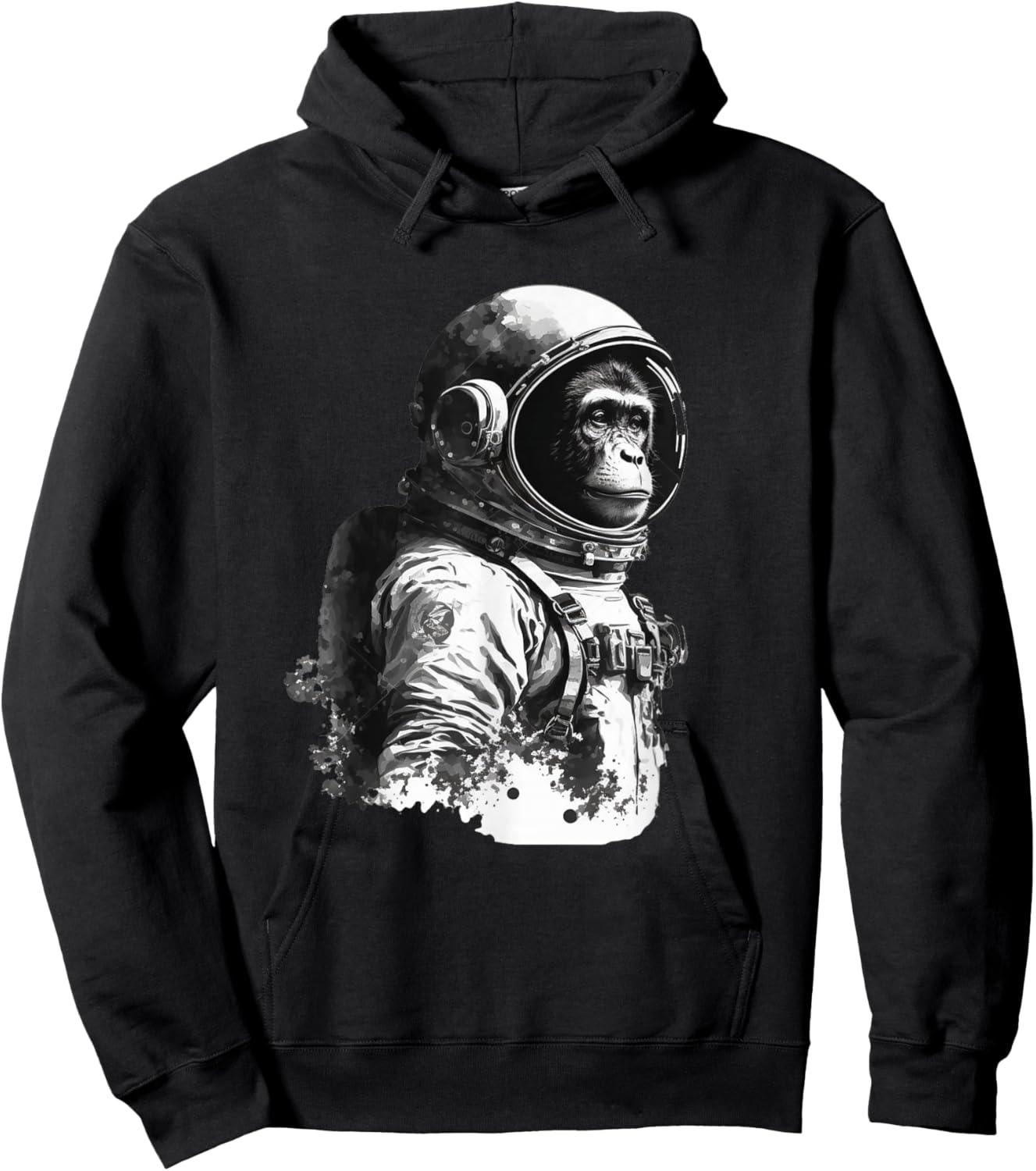 Space Vintage Travel Astronaut Monkey Astronaut Hoodie - Hoodie | Black