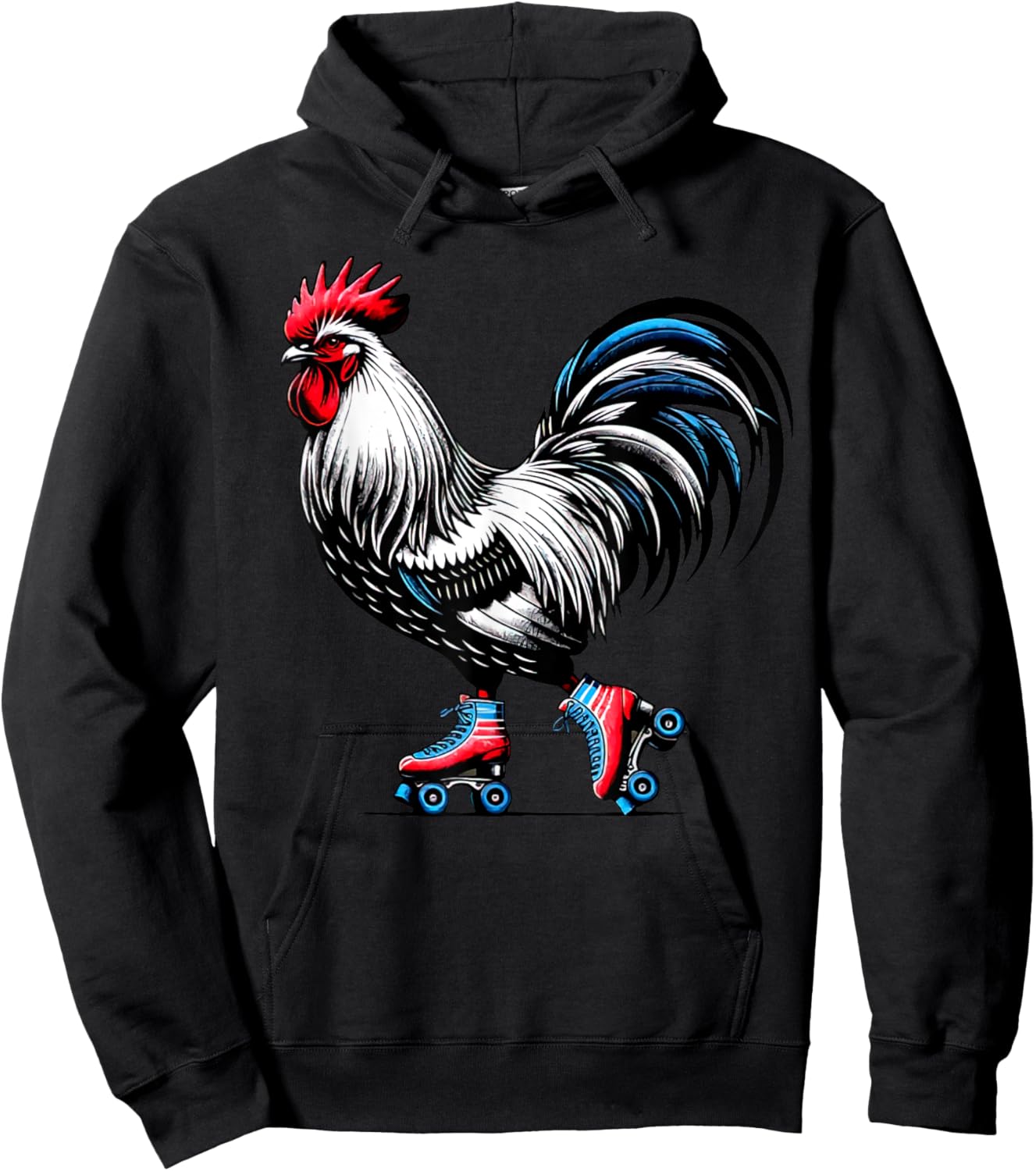 Retro Roller Skating Rooster Derby Skater Roller Skate Girls Hoodie - Hoodie | Black
