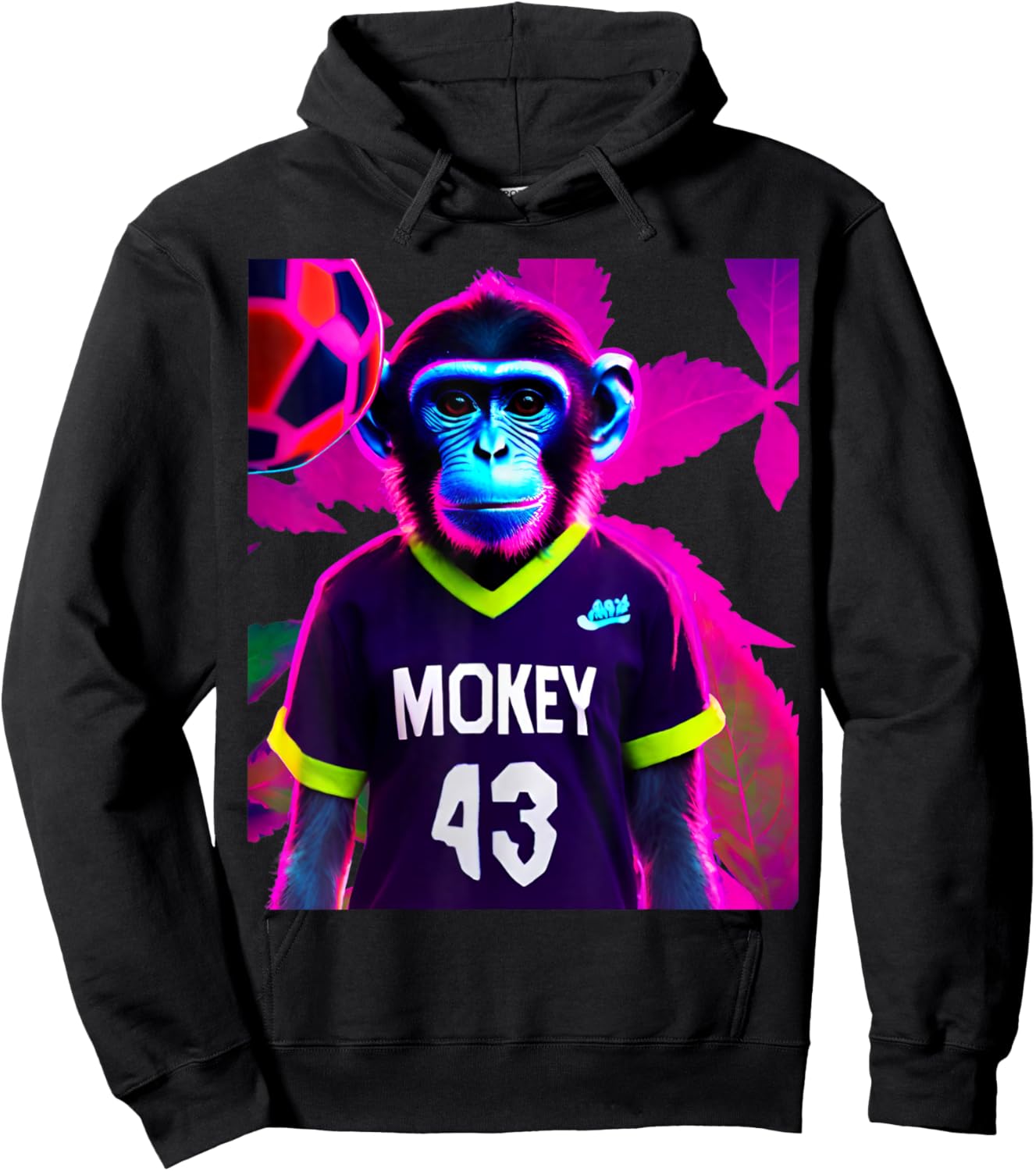 Soccer Monkey Autumn Leaves Led Graphic Hoodie - Hoodie | Black
