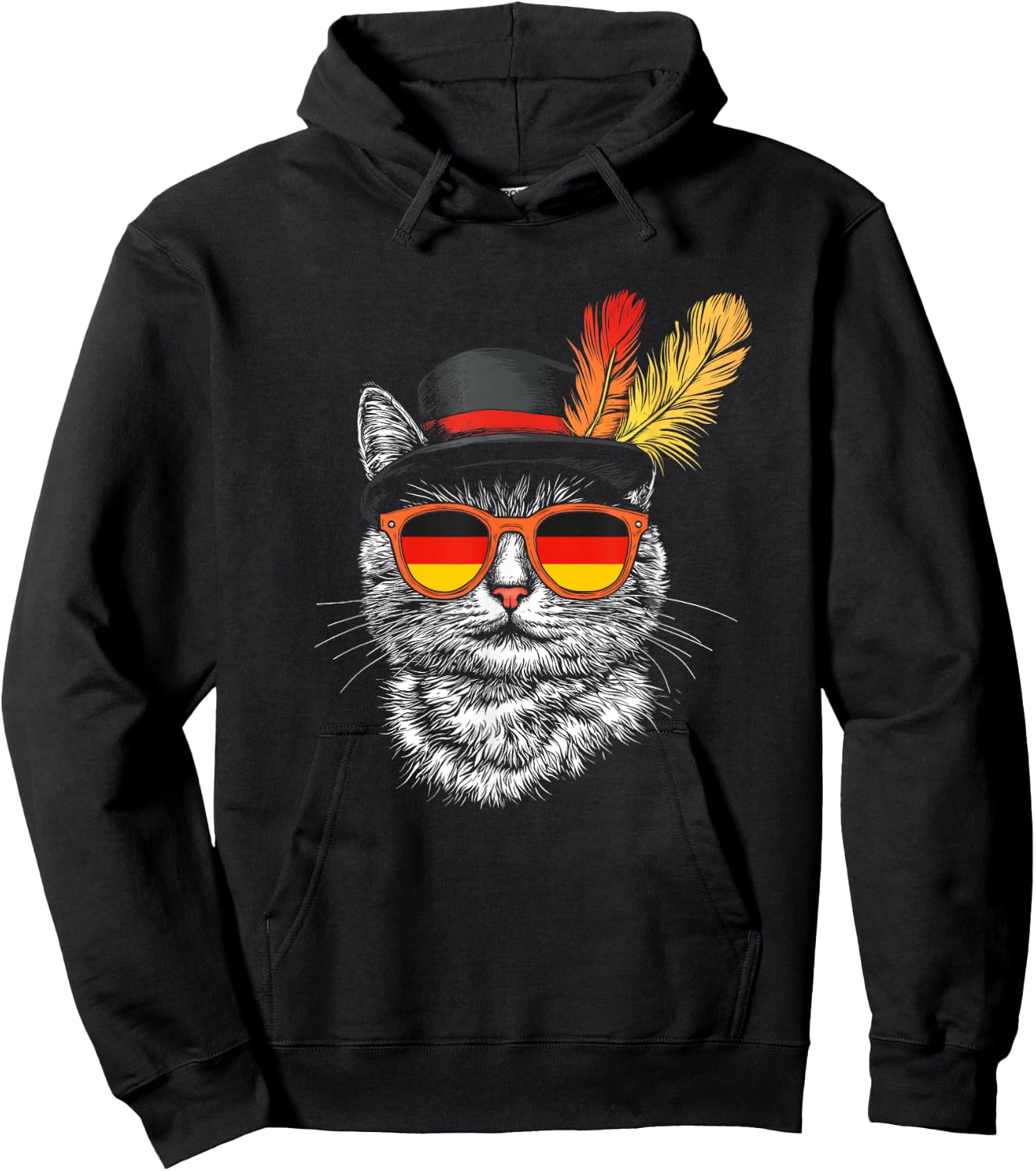 Cute Cat German Flag Oktoberfest Costume Germany Festival Hoodie - Hoodie | Black