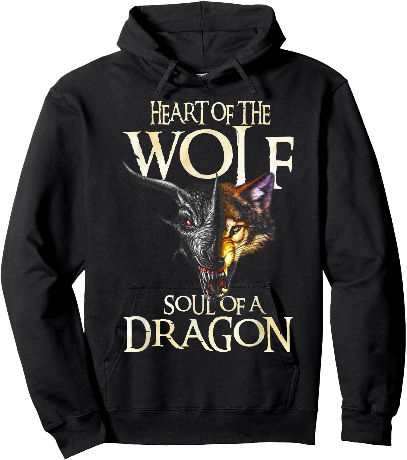 Heart Of The Wolf Soul Of A Dragon Dragon Lovers Gift Hoodie - Hoodie | Black
