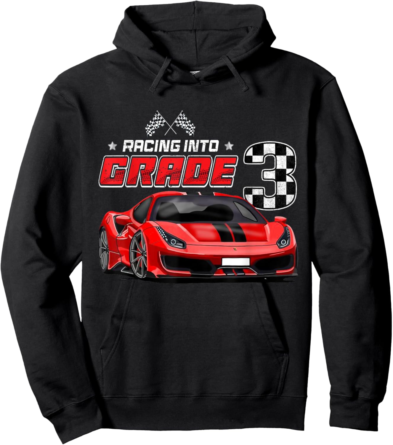 Racing Into 3rd Grade Race Car Back To School Boys Hoodie - Hoodie | Black