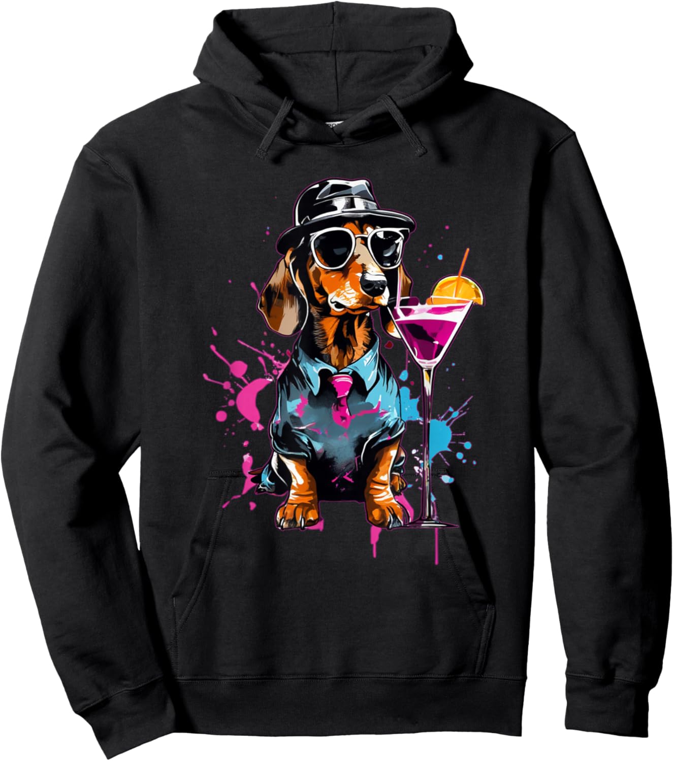 Martini Cocktail Lover Dachshund Cocktail Weenies Dachshund Hoodie - Hoodie | Black