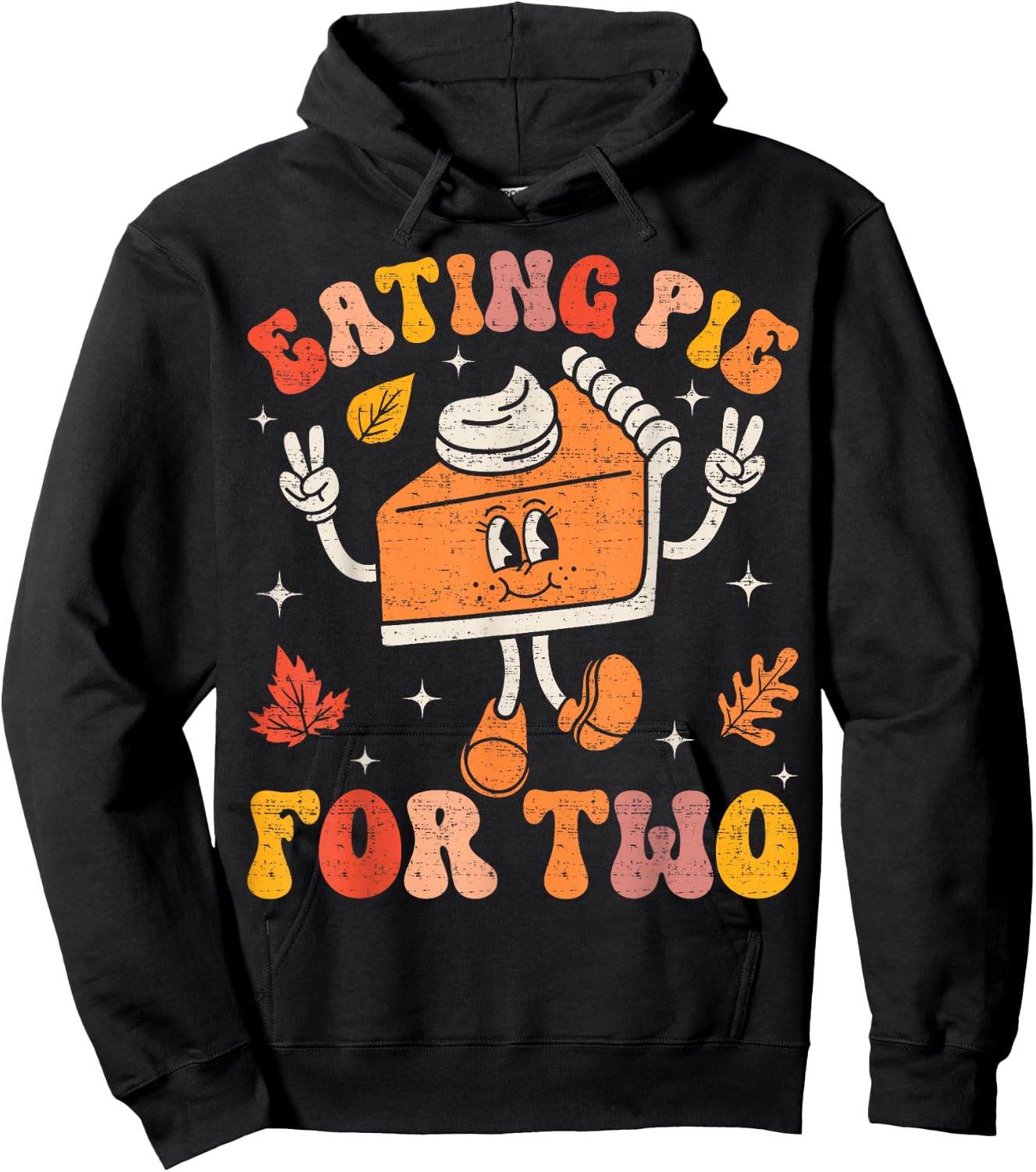 Eating Pumpkin Pie For Two Thanksgiving Pregnancy Announcement - Black, Small, -Adults, Short Sleeve, , Thanksgiving, Pregnancy Announcement Hoodie - Hoodie | Black