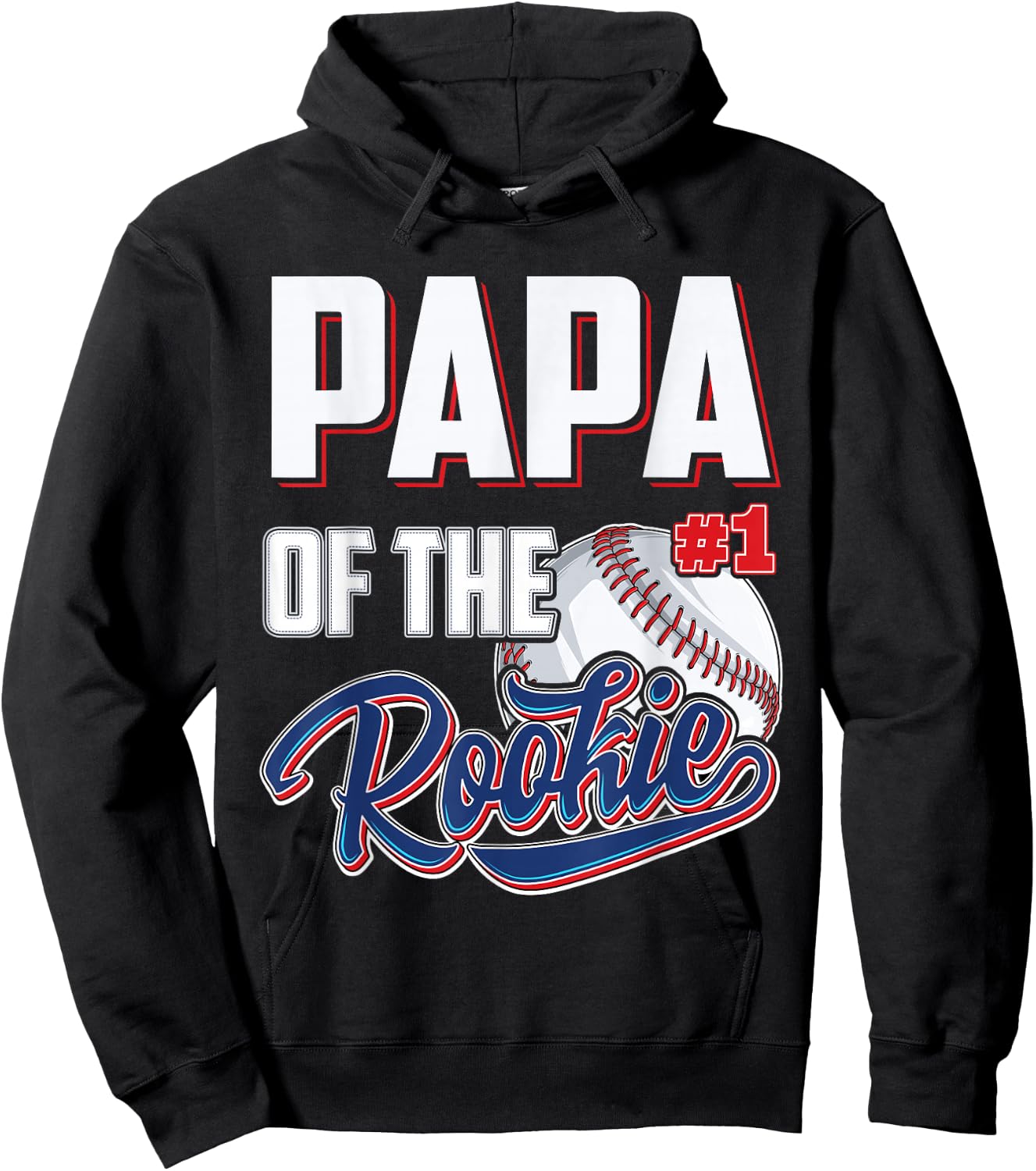 Papa of Rookie 1 Years old Team 1st Birthday Baseball Hoodie - Hoodie | Black
