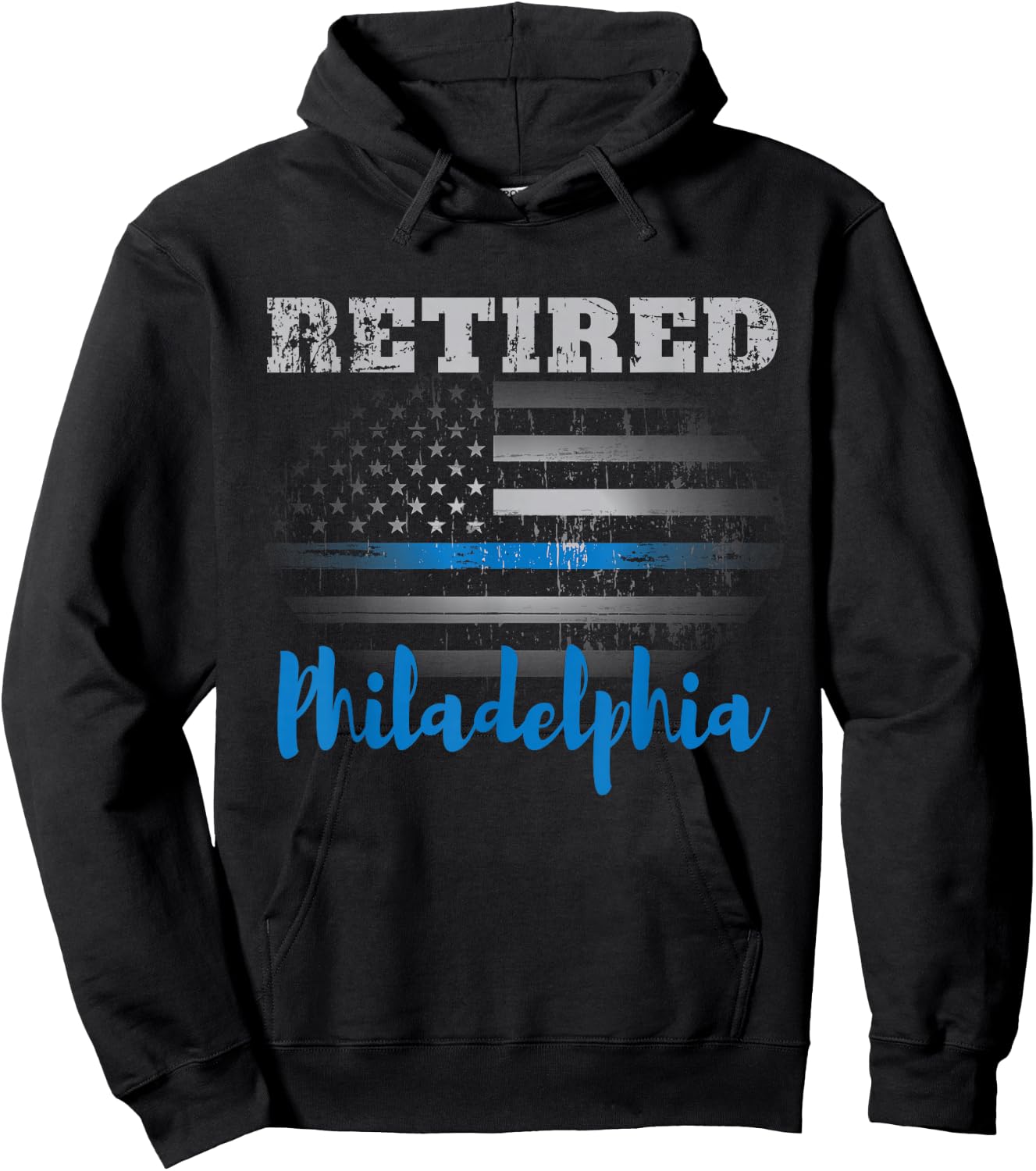 Retired Police Officer Philadelphia American Flag Design Men Hoodie - Hoodie | Black