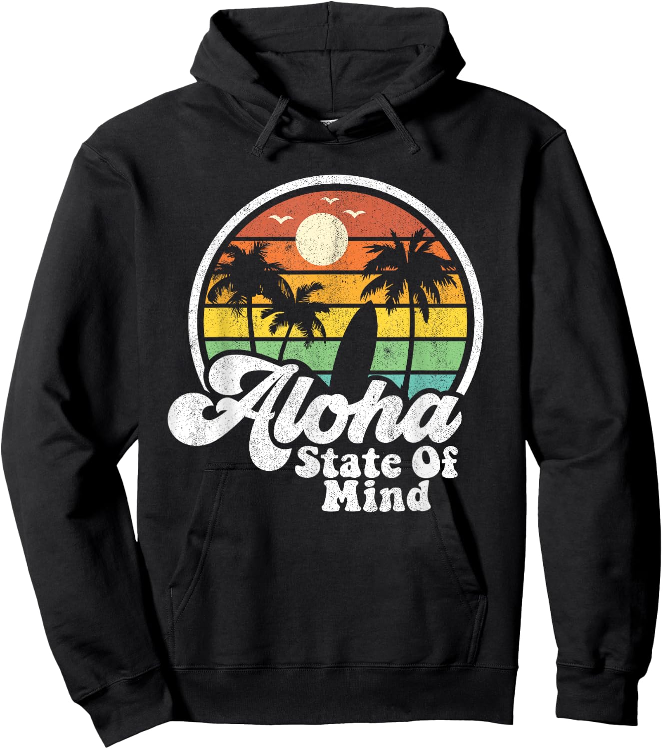 Vintage Hawaii Aloha State Hawaiian Beach Surfing Surf Gift Hoodie - Hoodie | Black