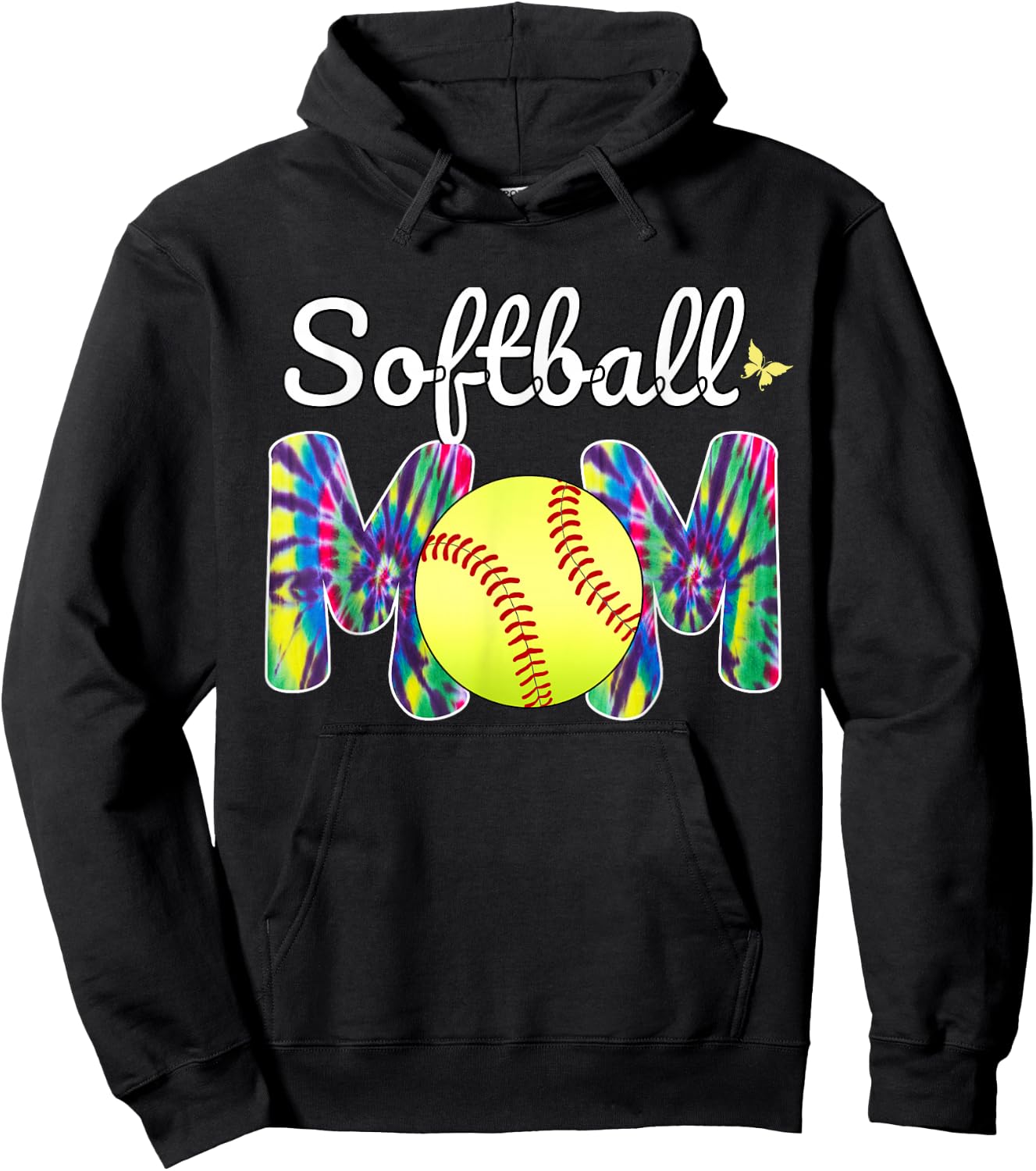 Baseball Mom Love Tie Dye Softball Mom Mothers Day 2024 Hoodie - Hoodie | Black