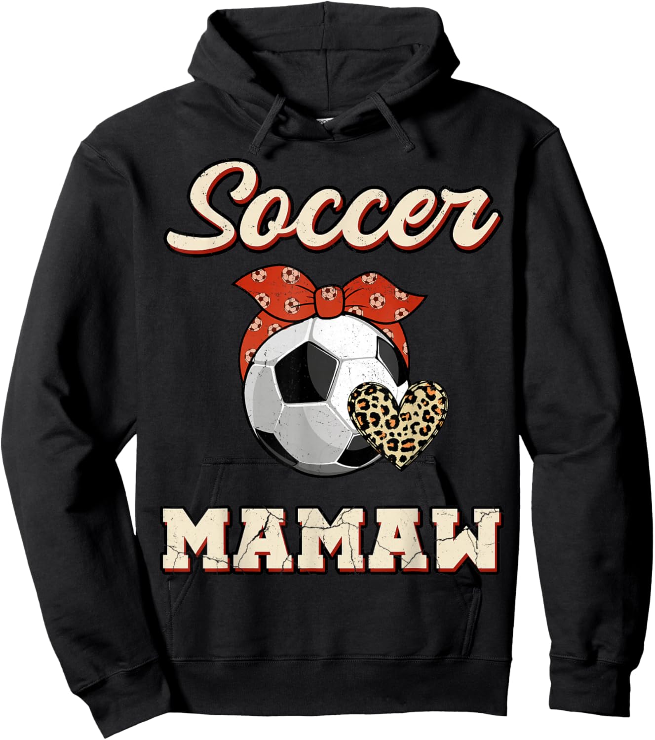 Soccer Mamaw Bandana Leopard Heart Fans Mother's Day Hoodie - Hoodie | Black