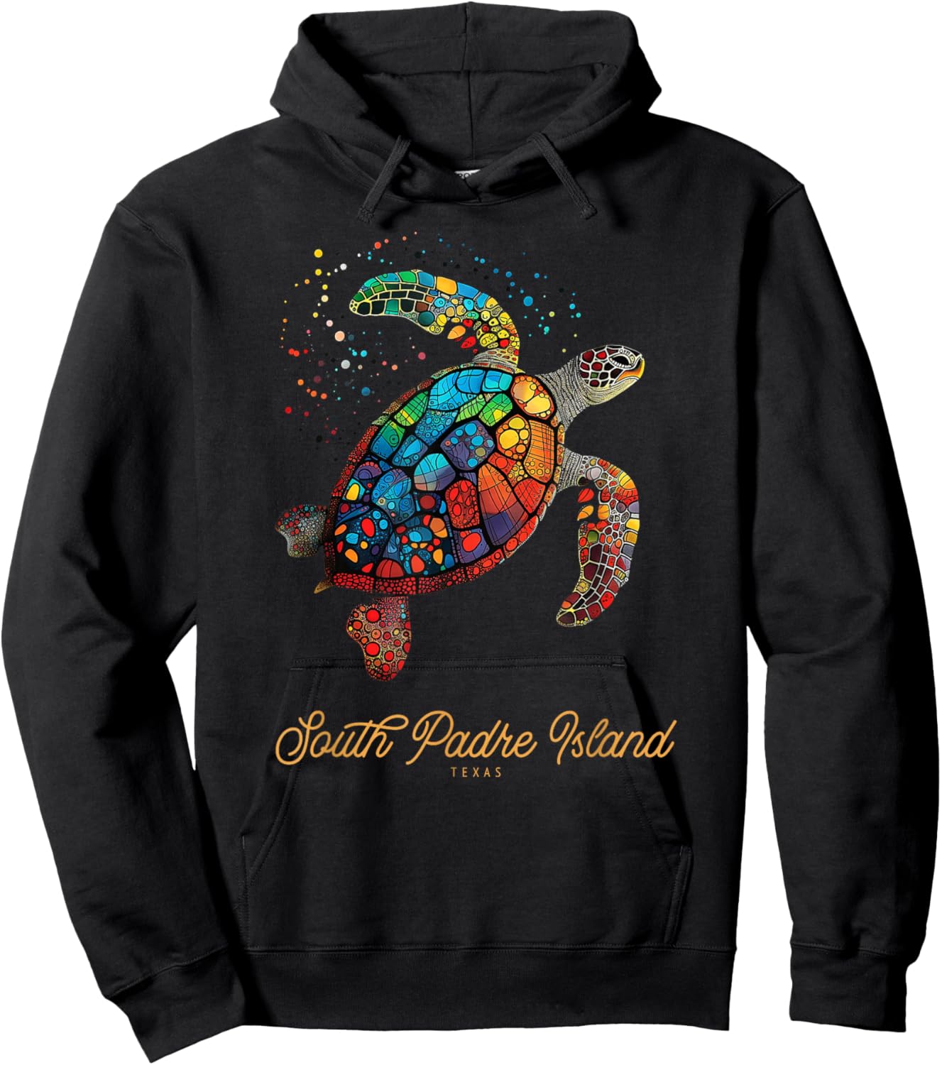 South Padre Island Vintage Retro Texas Sea Turtle Holiday Hoodie - Hoodie | Black