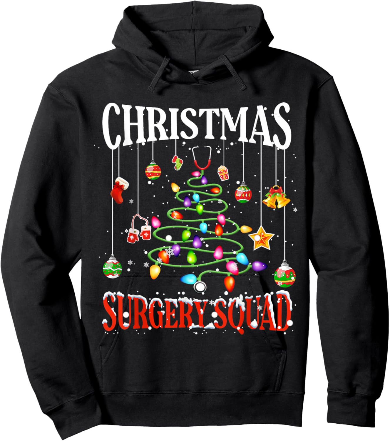 Christmas Surgery Squad Medical Surgical Nurse RN Xmas Hoodie - Hoodie | Black