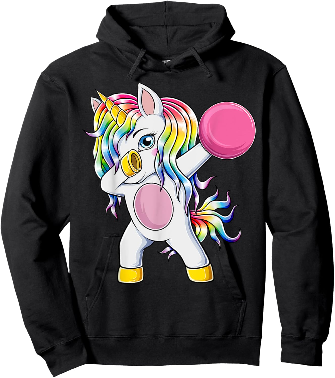 Cute Bowling Unicorn Dab Dance Dabbing Bowler Girls Kids Hoodie - Hoodie | Black