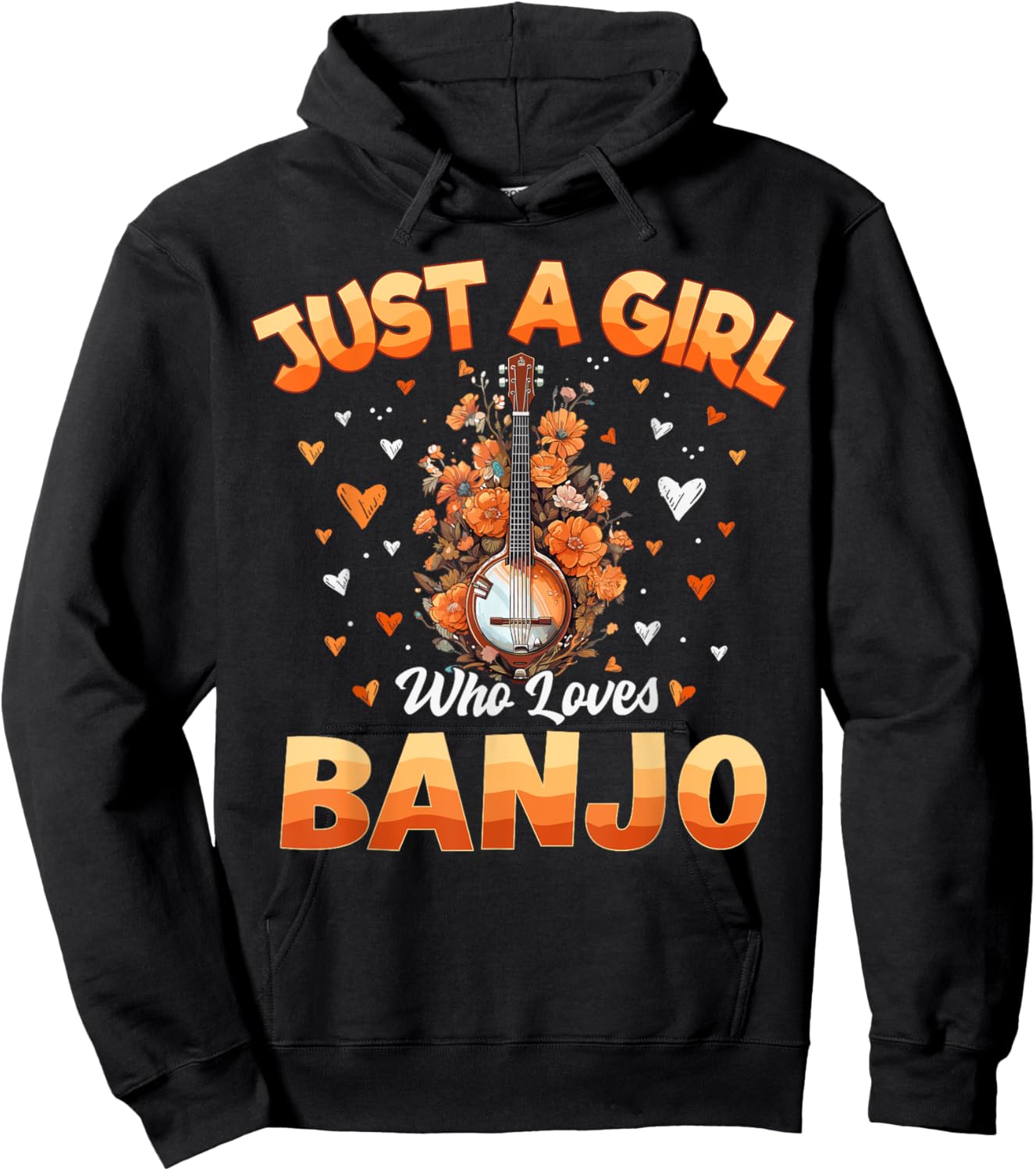 Banjo Music Girls Kids Women Just A Girl Who Loves Banjo Hoodie - Hoodie | Black