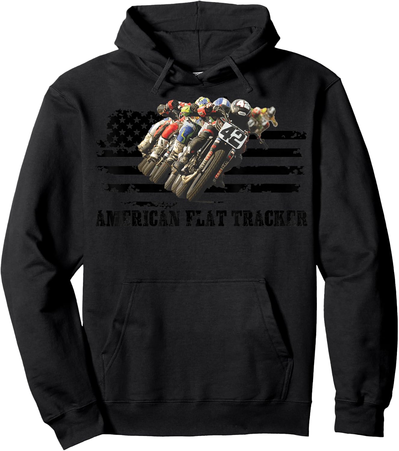 American Flat Tracker Men Women Adults Teens Boys Girls Hoodie - Hoodie | Black