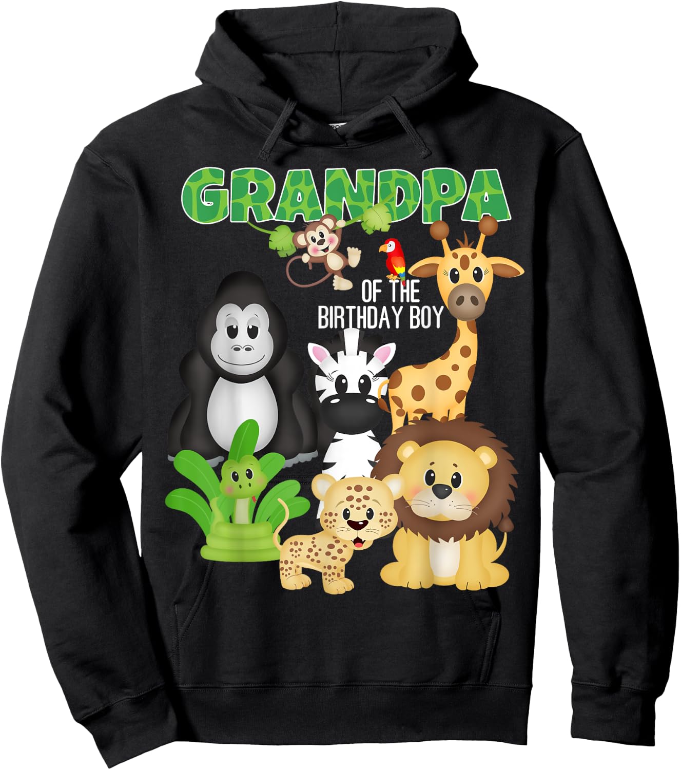 Grandpa Of The Birthday Boy Jungle Safari Zoo Theme Party Hoodie - Hoodie | Black