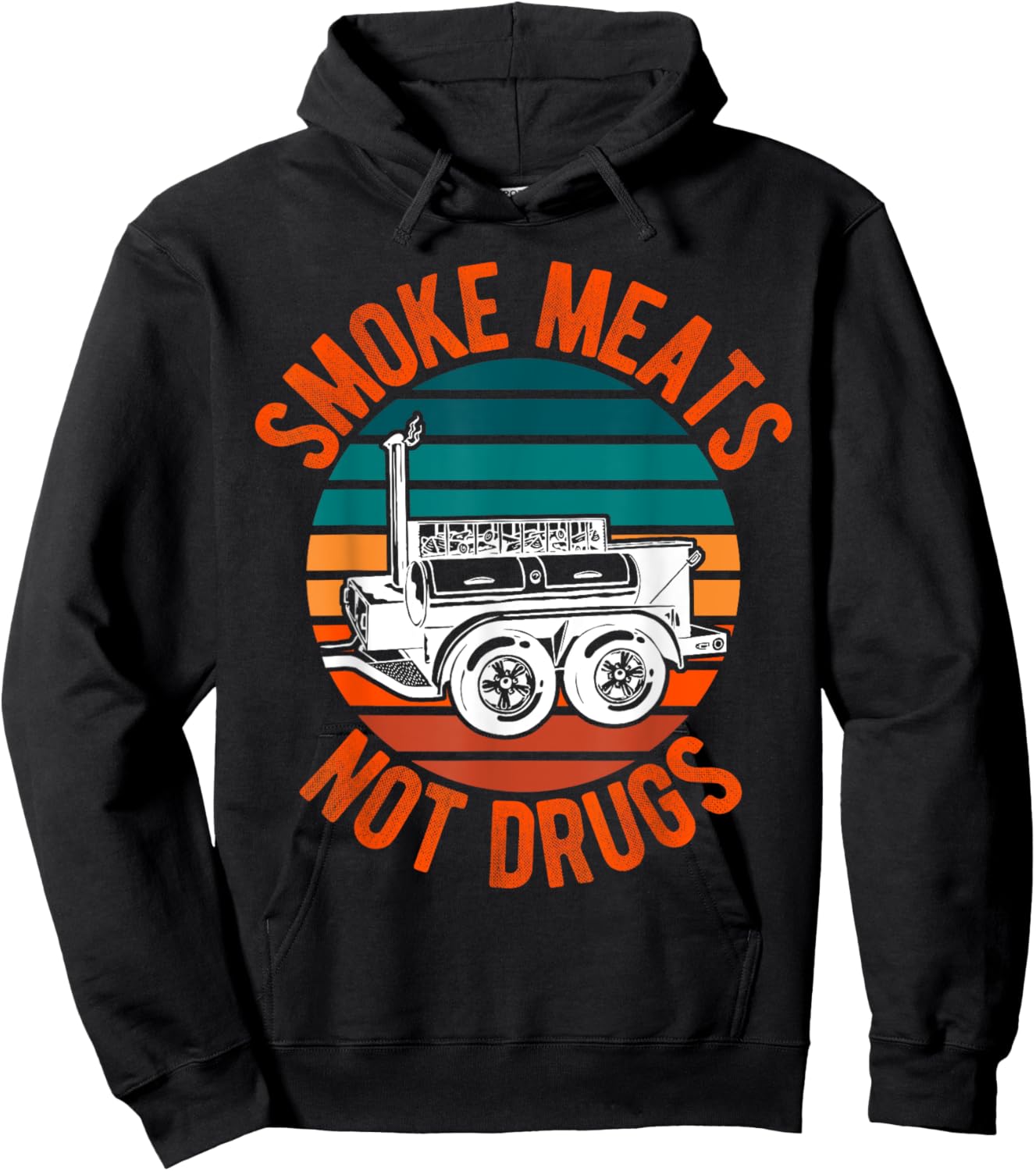 Smoke Meats Not Drugs Funny BBQ Grill Smoker Vintage Sunset Women Hoodie - Hoodie | Black