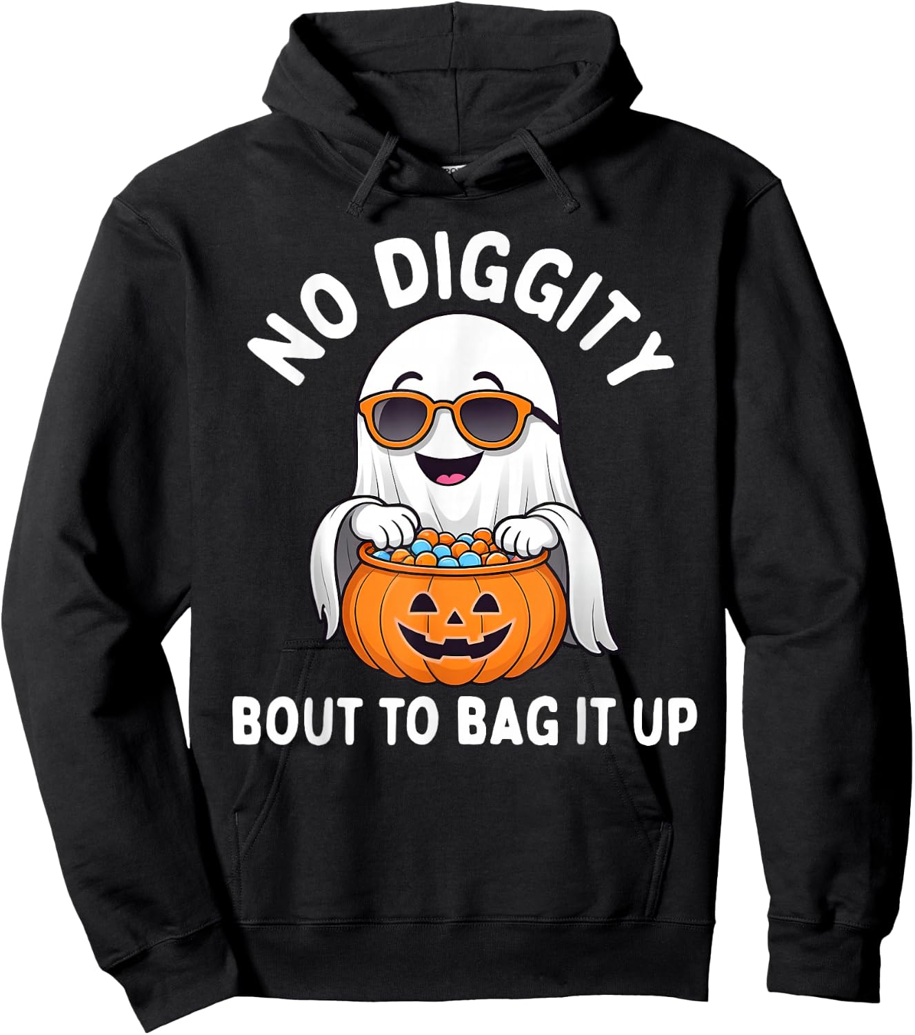 Halloween Ghost No Diggity Bout to Bag it Up Toddler Boys Hoodie - Hoodie | Black