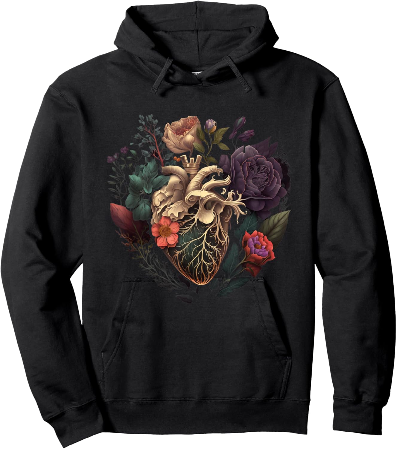 Anatomical Heart and Flowers for Your Love Hoodie - Hoodie | Black