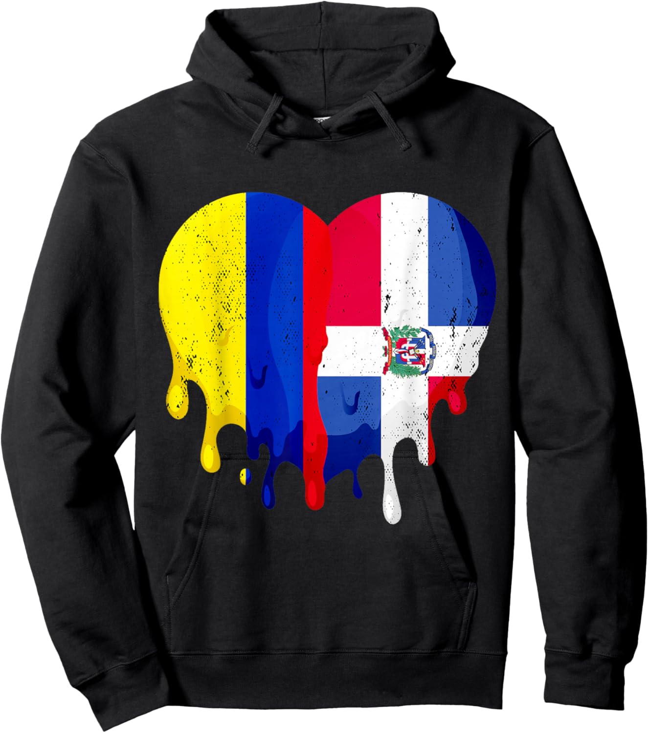 Colombia Dominican Republic Flag Heart Citizen Patriot Hoodie - Hoodie | Black