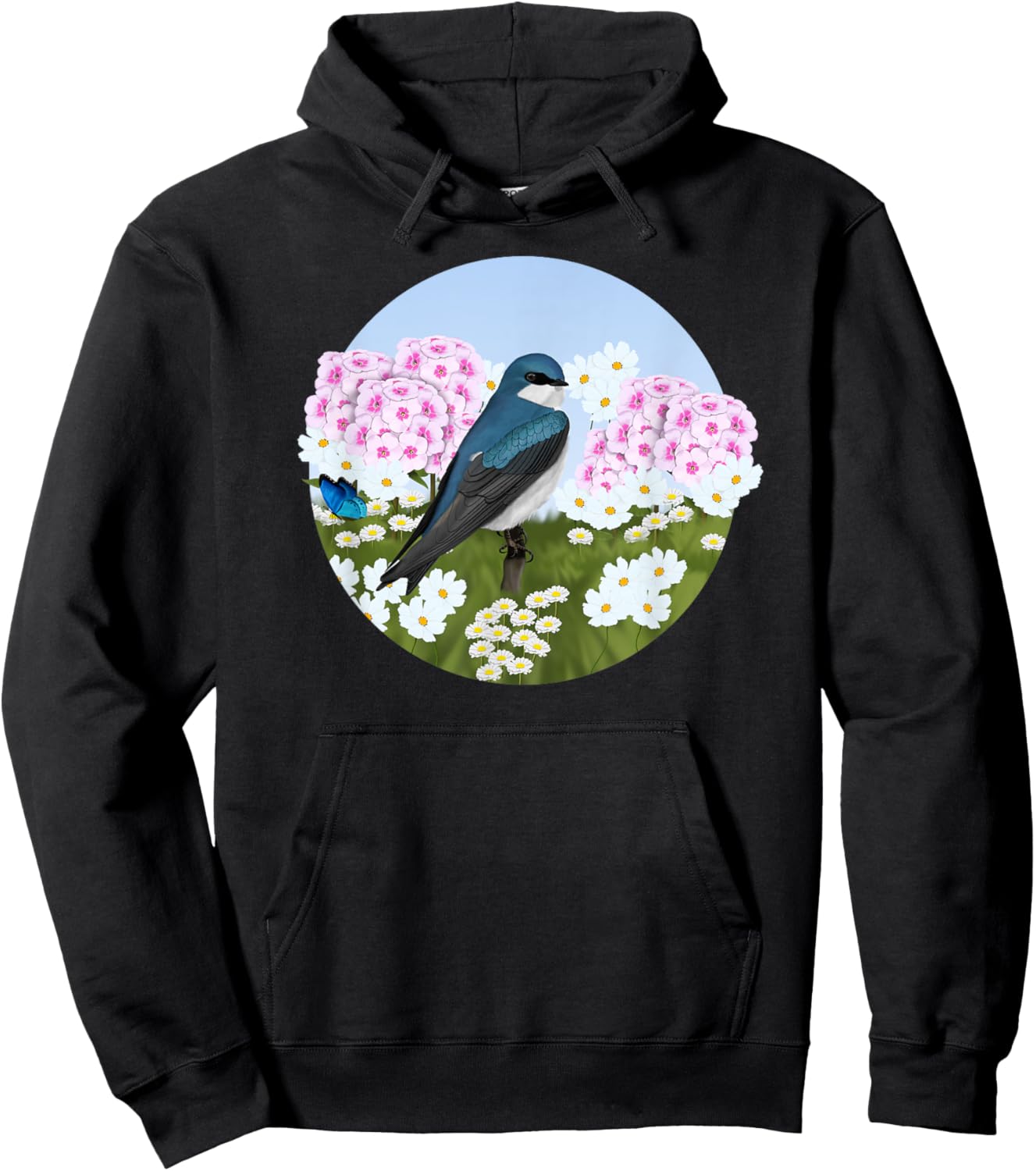 Tree Swallow Summer Flowers Birder Bird Watching Biologist Women Kids Hoodie - Hoodie | Black