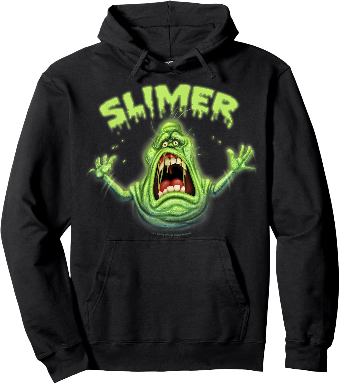 Ghostbusters Slimer Neon Portrait Hoodie - Hoodie | Black