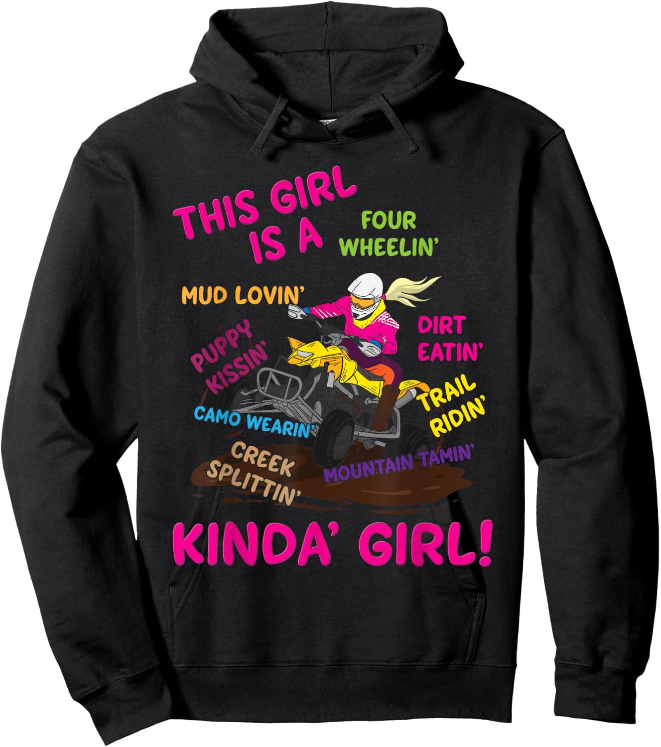 Funny ATV Quad Biking Saying - ATV Girl - Four Wheeler Girls Hoodie - Hoodie | Black