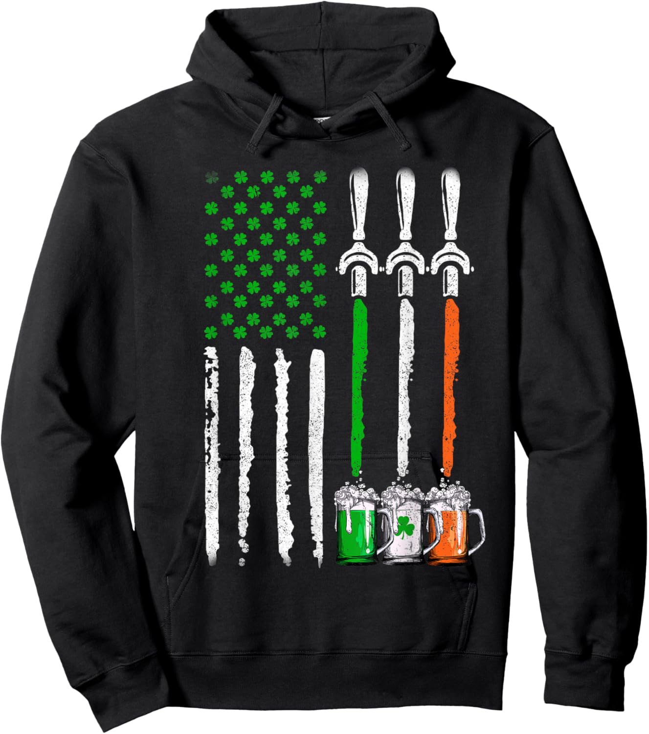 Irish Beer Ireland American Flag St Patricks Day Men Women Hoodie - Hoodie | Black