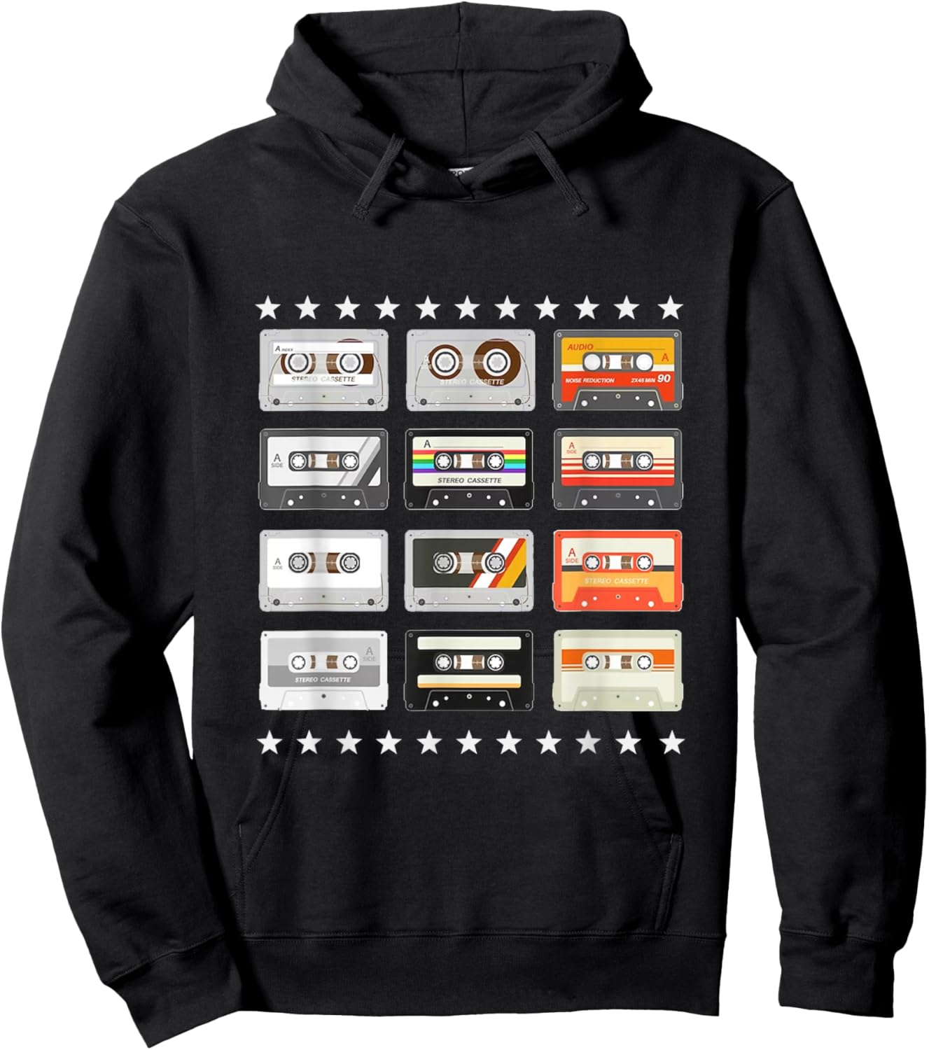 Vintage Cassette tapes Collection 80's 90's Music Mixtape Hoodie - Hoodie | Black