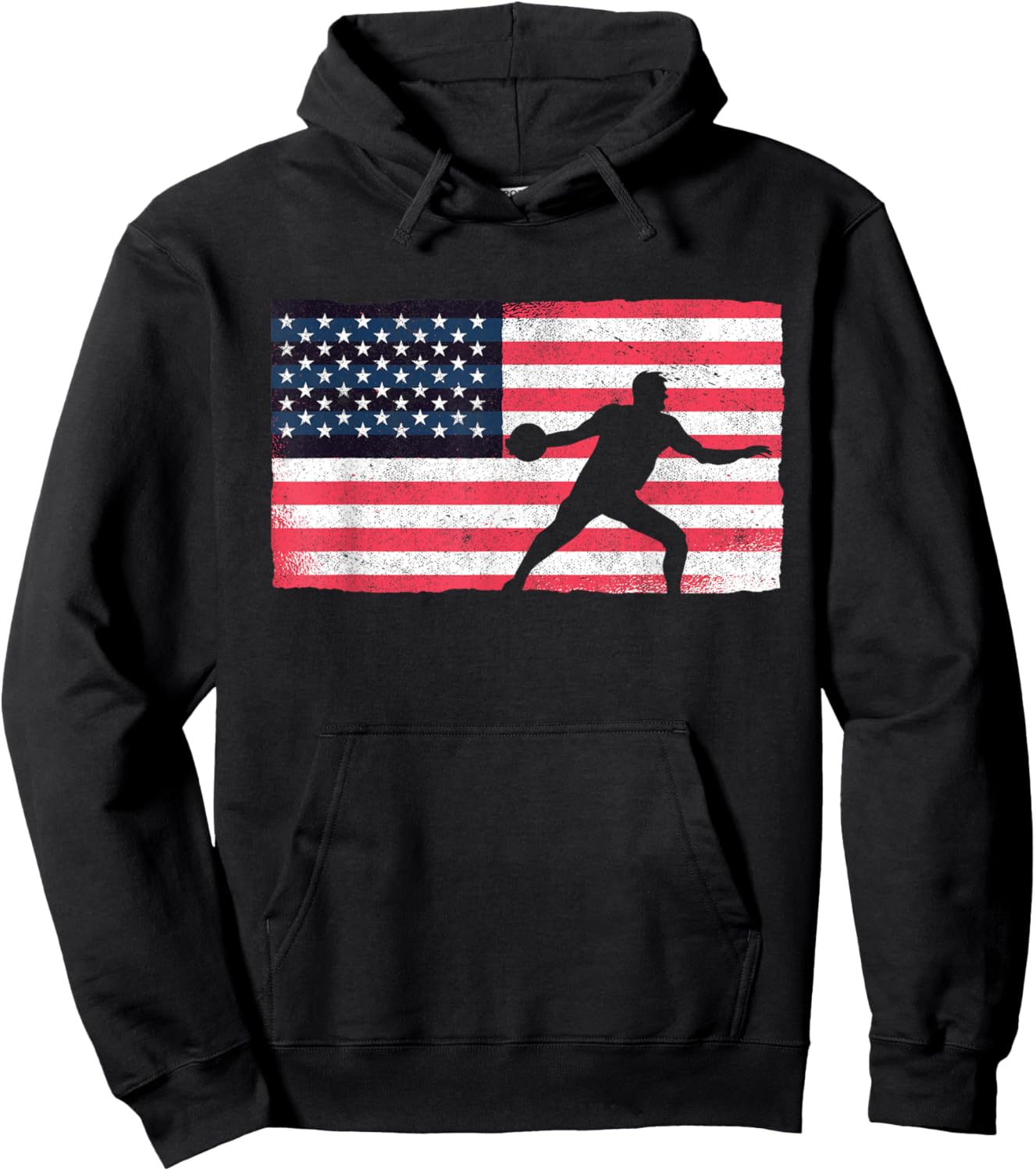 Discus Thrower American Flag Track And Field Throwing Discus Hoodie - Hoodie | Black