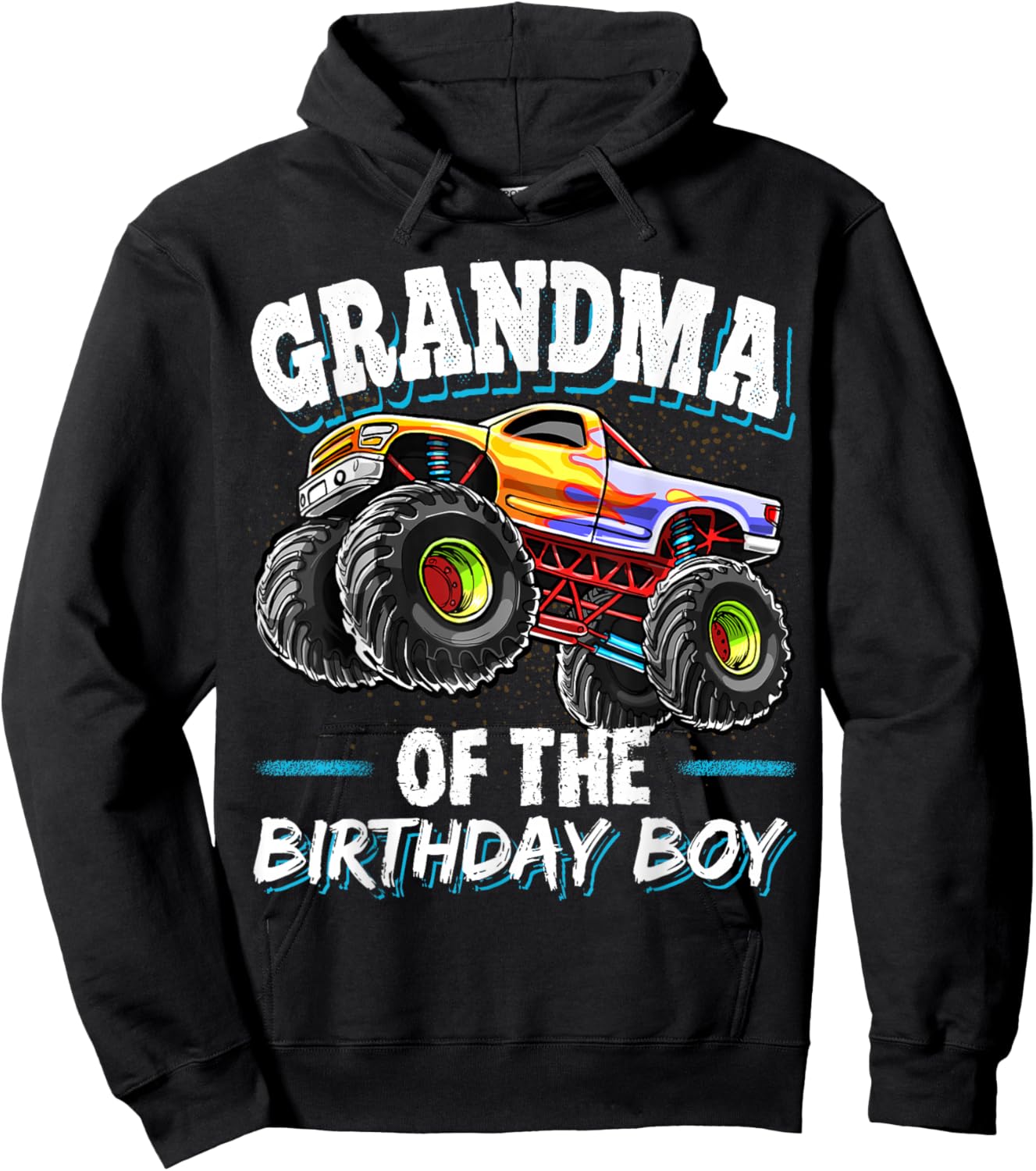 Grandma of the Birthday Boy Monster Truck Birthday Party Hoodie - Hoodie | Black