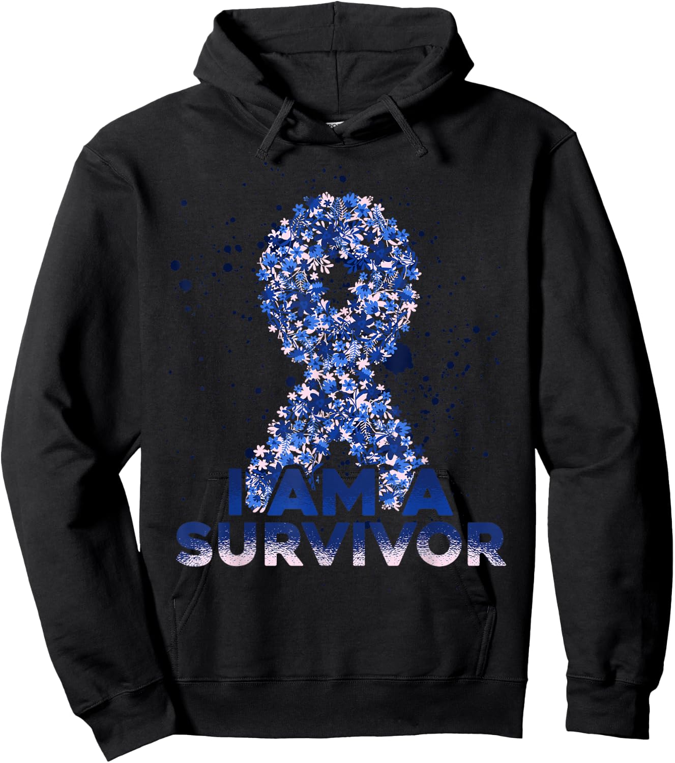 Blue Ribbon Colon Cancer Survivor Hoodie - Hoodie | Black