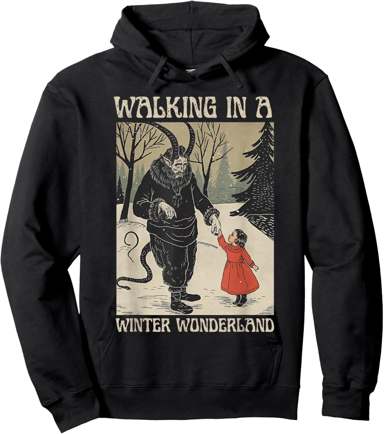 Krampus Walking in A Winter Wonderland Hoodie - Hoodie | Black