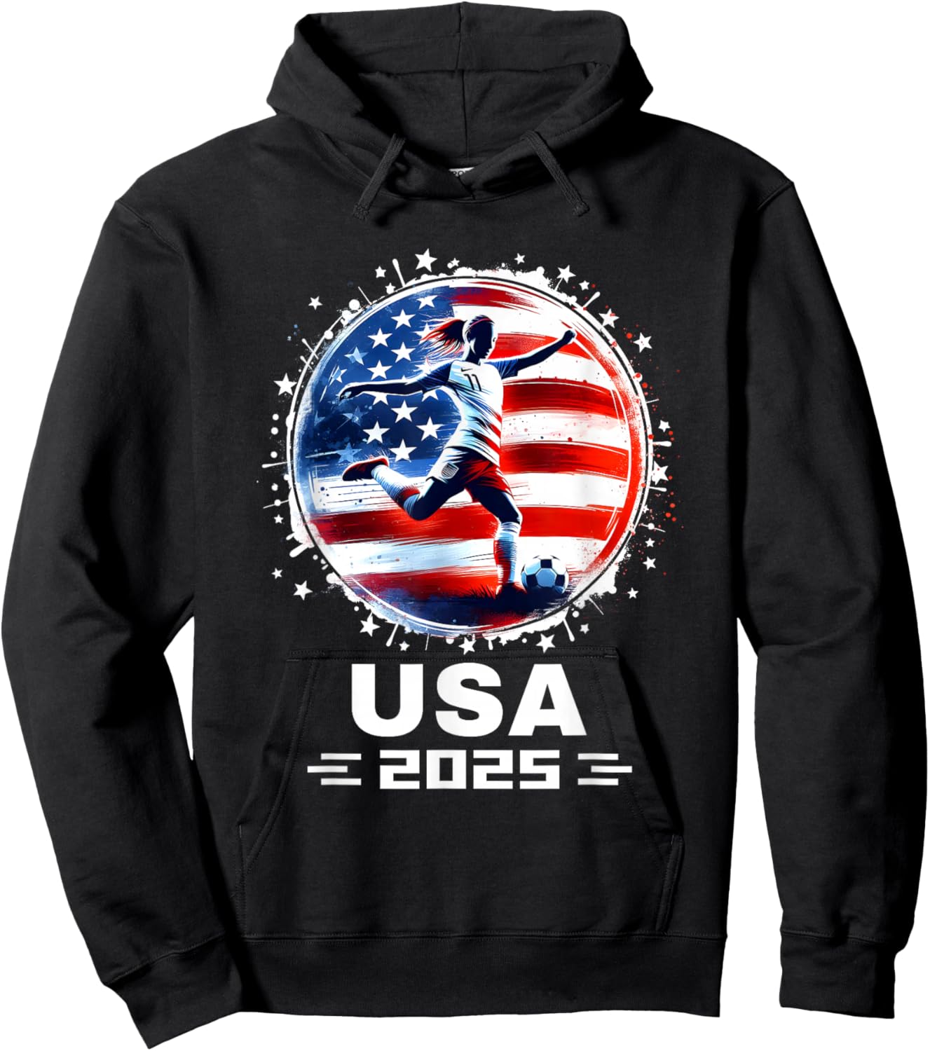 Soccer American Flag Soccer Apparel Soccer 2025 Hoodie - Hoodie | Black