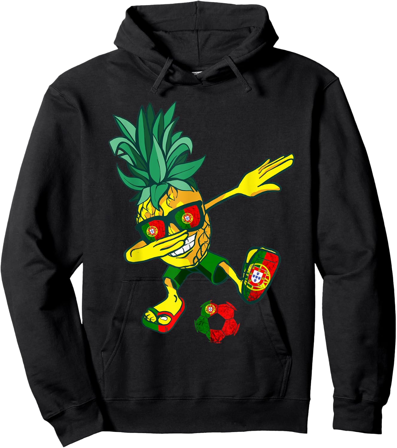 Portugal Portuguese Soccer Player Pineapple Portuguese Flag Hoodie - Hoodie | Black