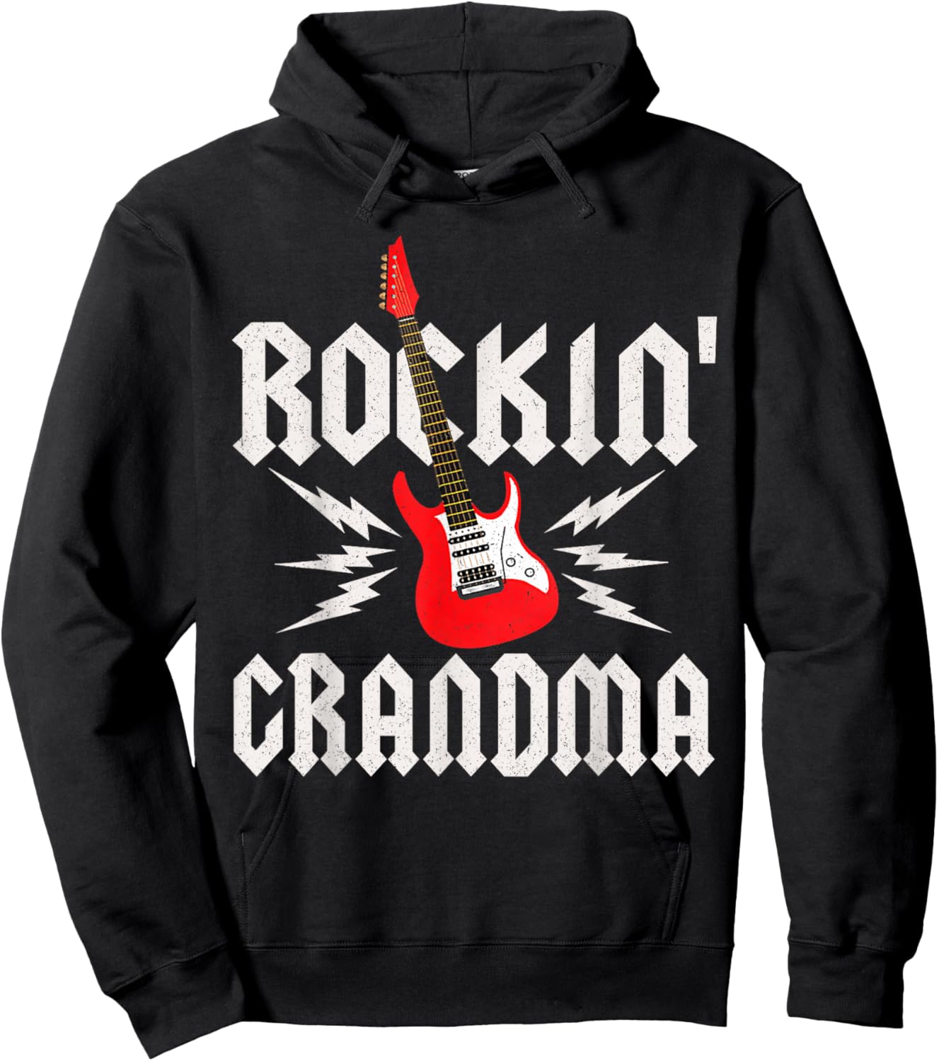 Grandma Rockin One Birthday Family Matching Rock Guitar Hoodie - Hoodie | Black